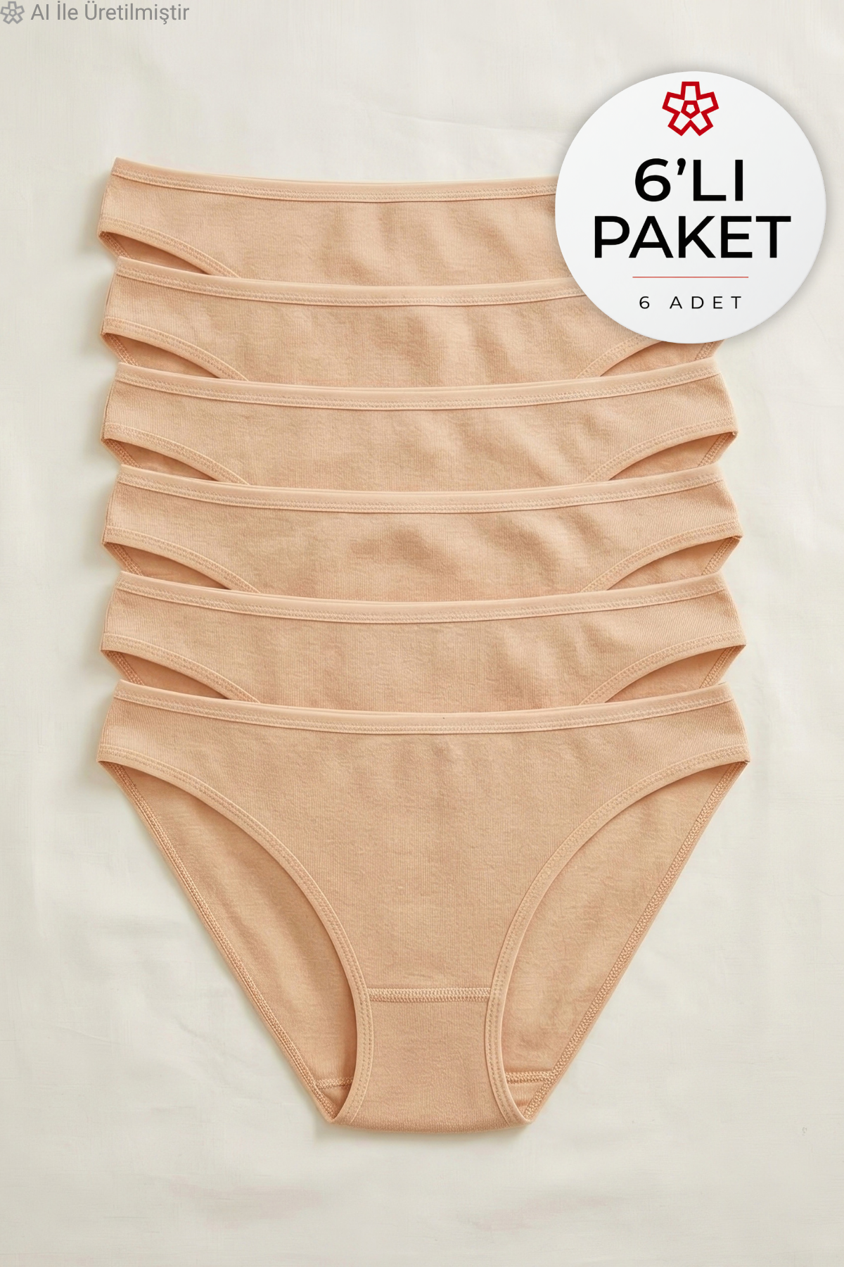 Ribana Kadın Bikini Külot Ten %100 Pamuk 6lı Paket