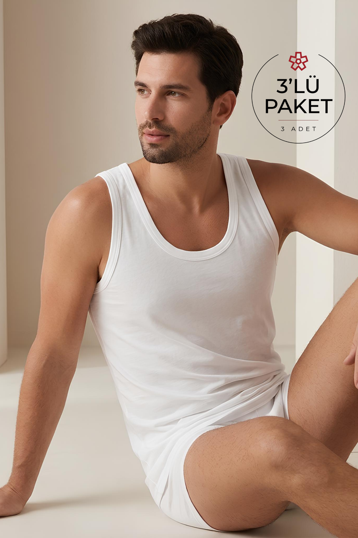 Süprem Erkek Atlet Beyaz %100 Pamuk 3lü Paket
