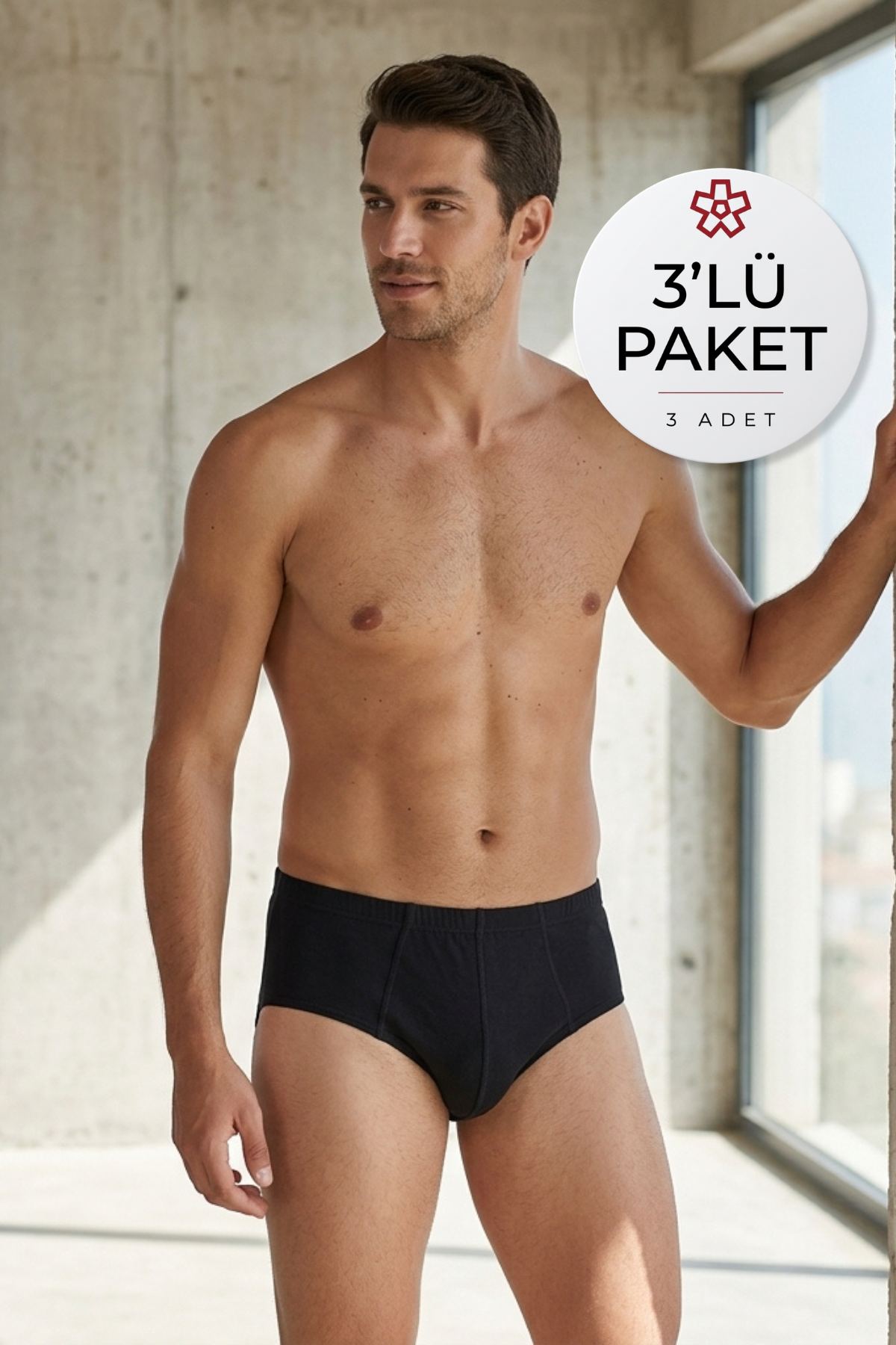 Süprem Erkek Slip Siyah %100 Pamuk 3lü Paket