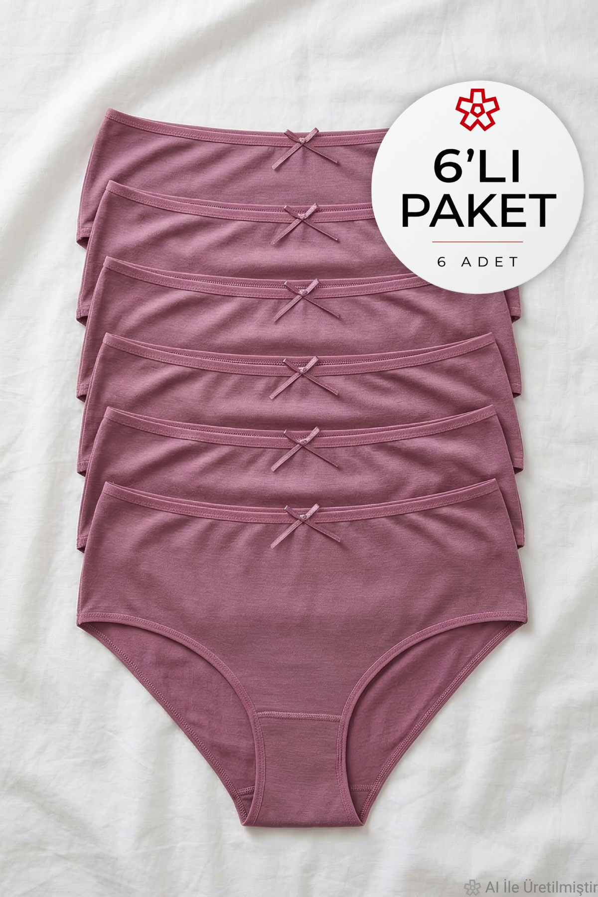Bambu Bato Kadın Yüksek Bel Külot Gül Kurusu 6'lı Paket
