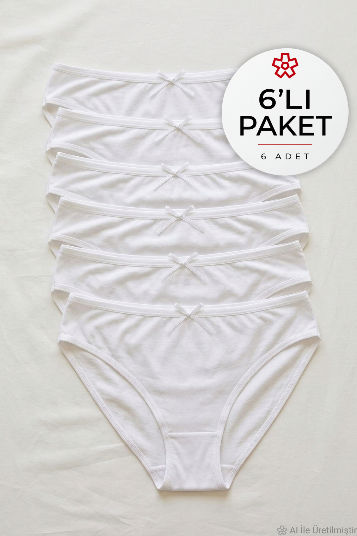 Bambu Bikini Kadın Külot Beyaz 6'lı Paket