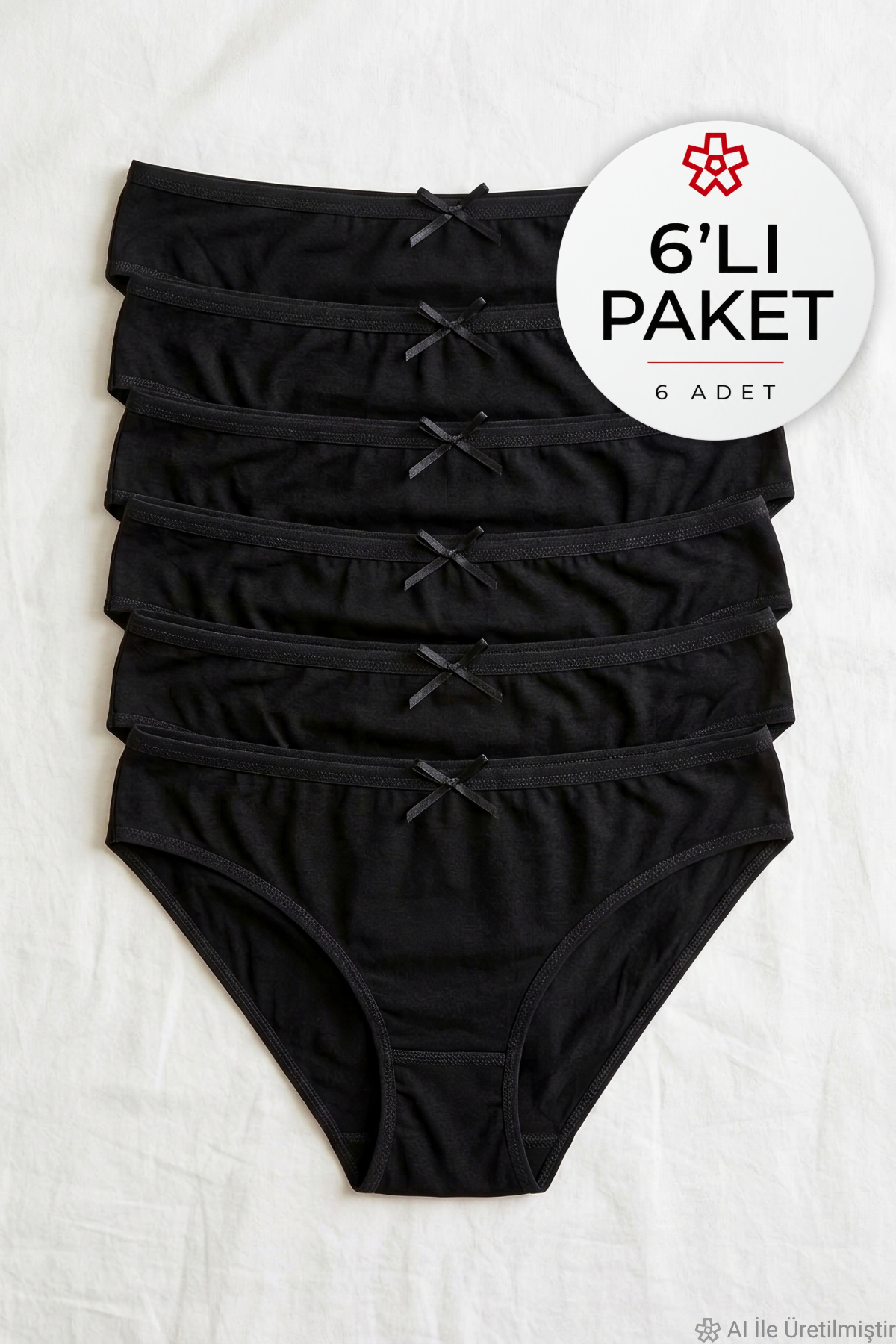 Bambu Bikini Kadın Külot Siyah 6'lı Paket
