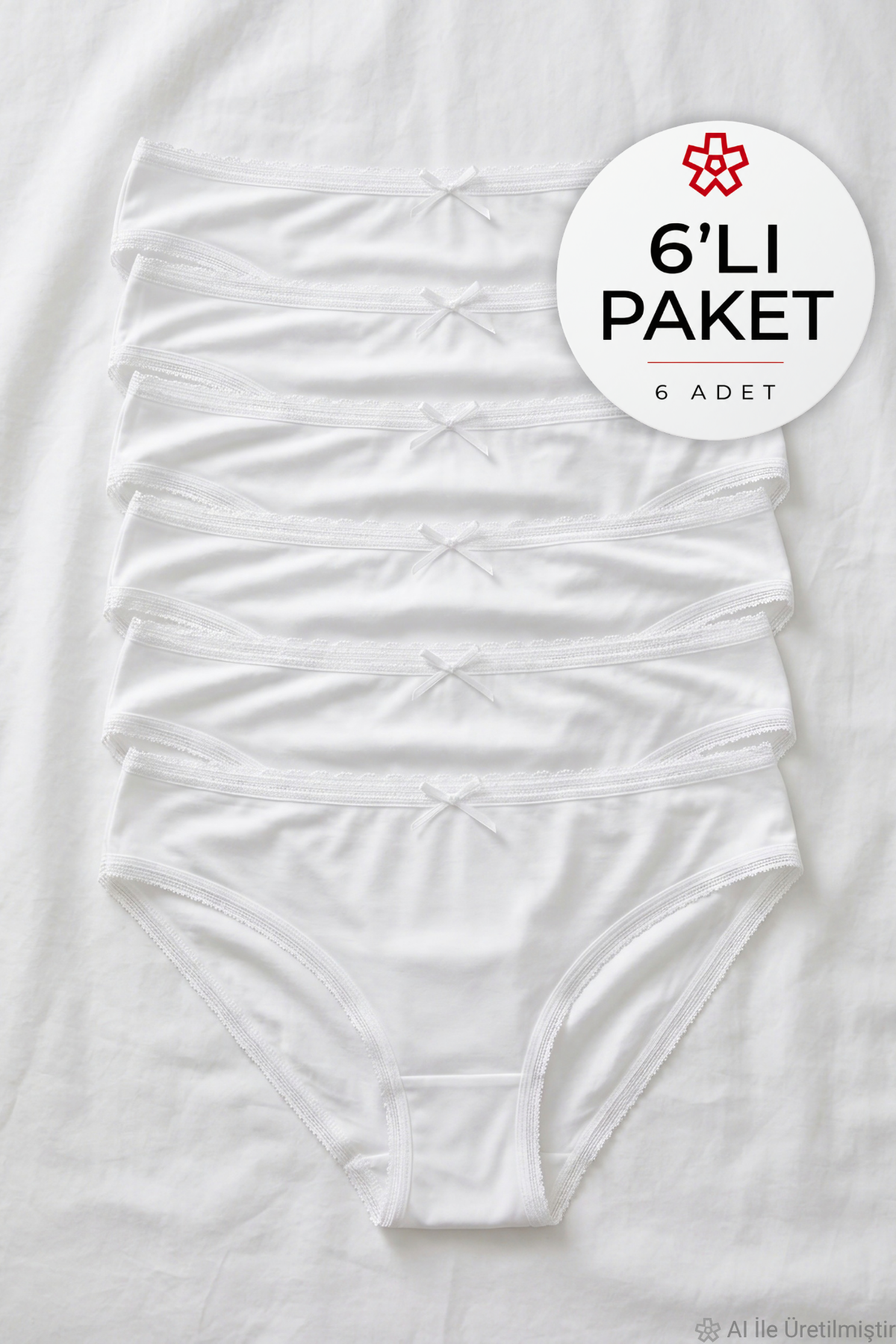 Bambu Dantelli Bikini Kadın Külot Beyaz 6'lı Paket