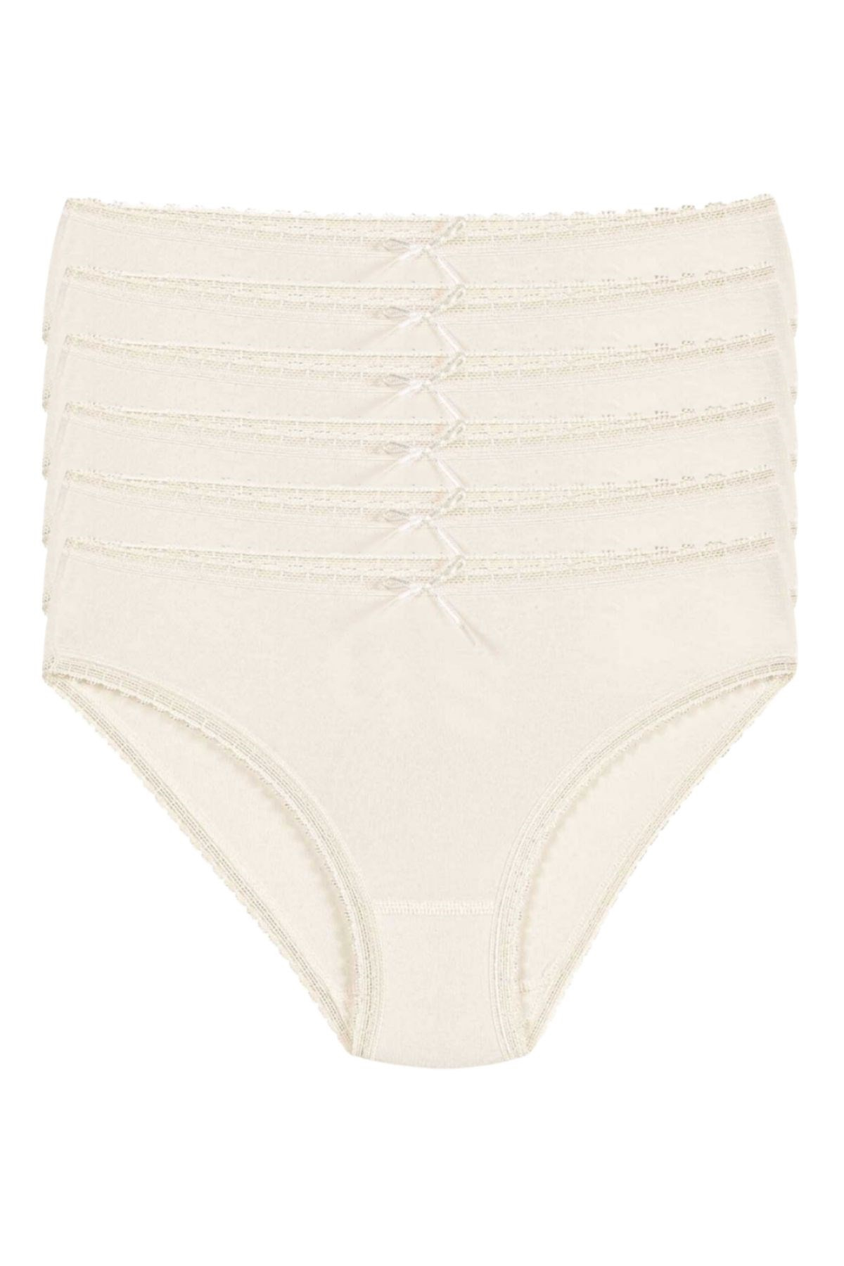 Bambu Dantelli Bikini Kadın Külot Ekru 6'lı Paket