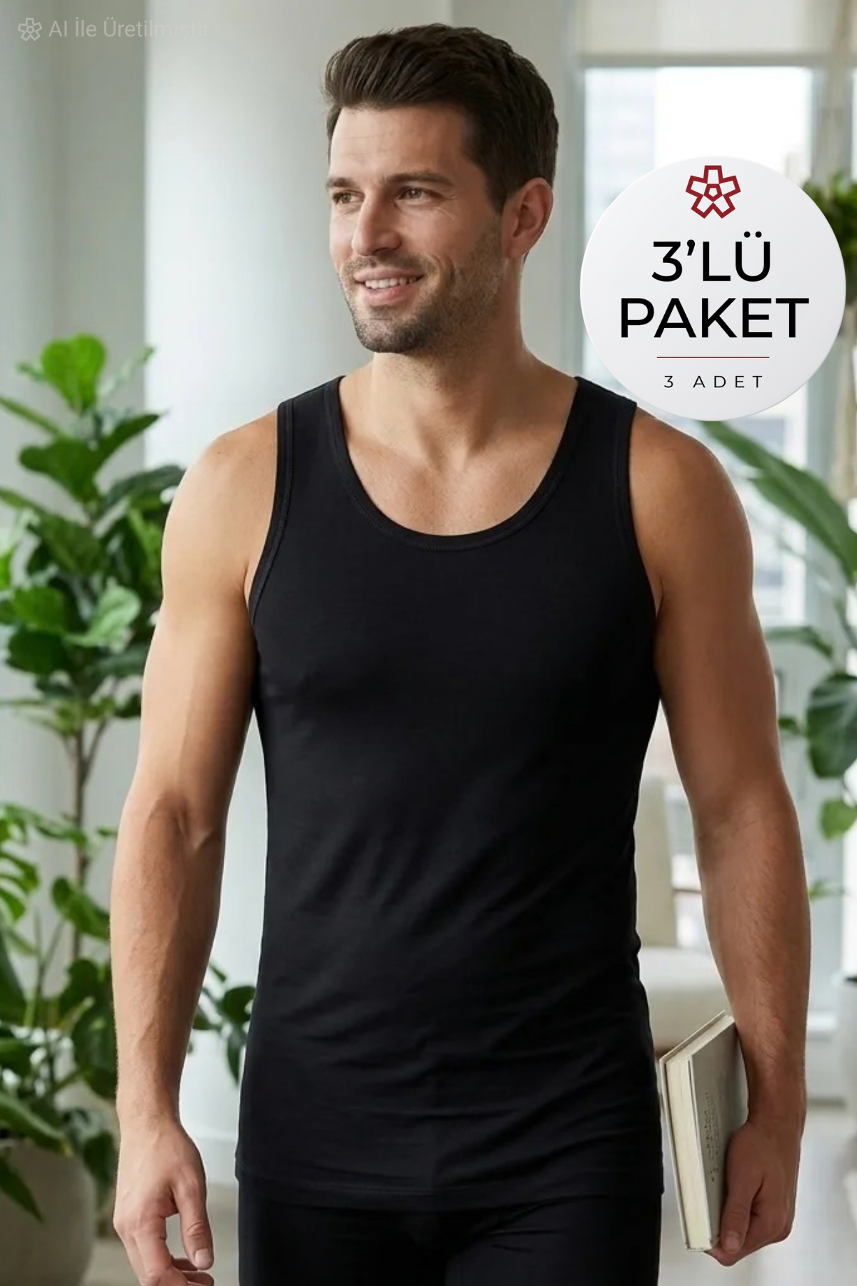 Bambu Erkek Atlet Siyah 3'lü Paket
