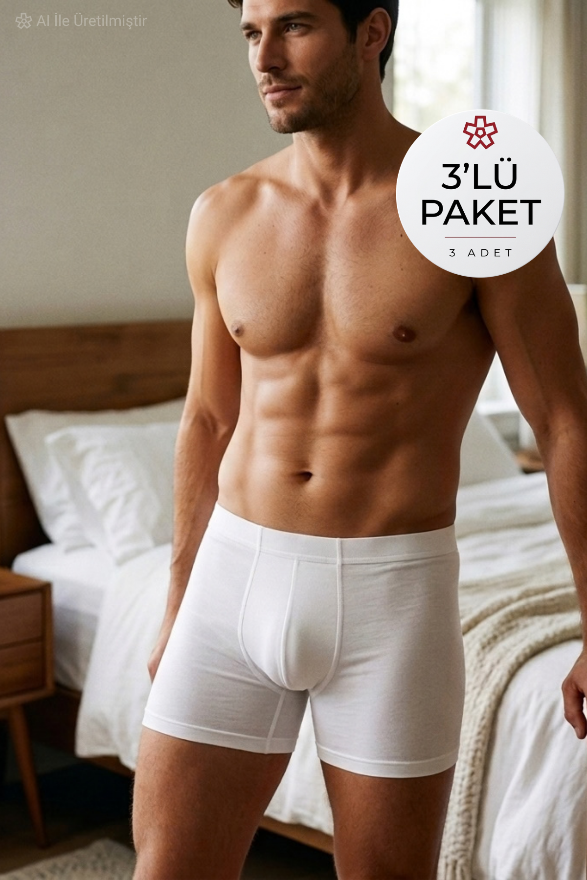 Bambu Erkek Boxer Beyaz 3'lü Paket