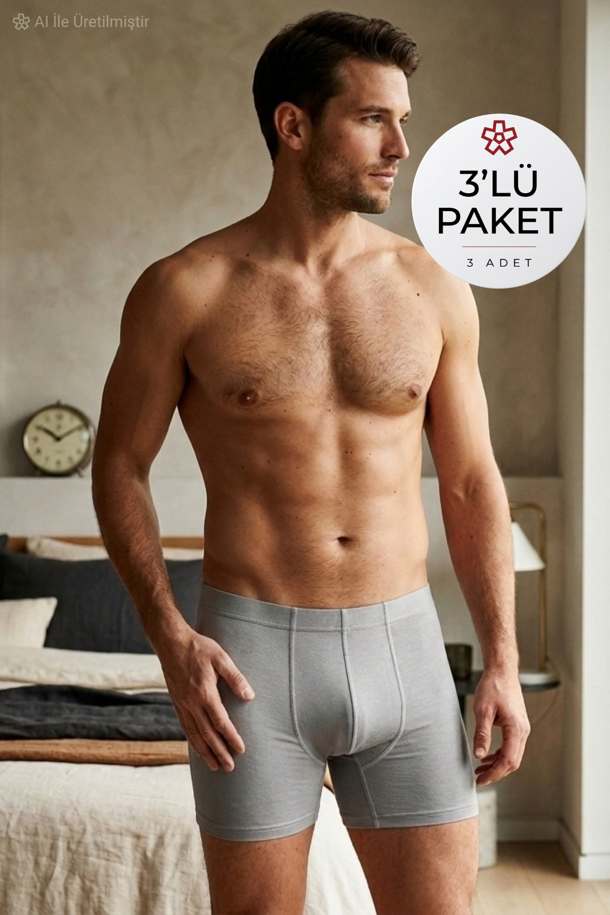 Bambu Erkek Boxer Gri 3'lü Paket