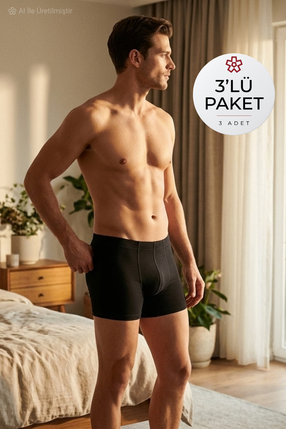 Bambu Erkek Boxer Siyah 3'lü Paket