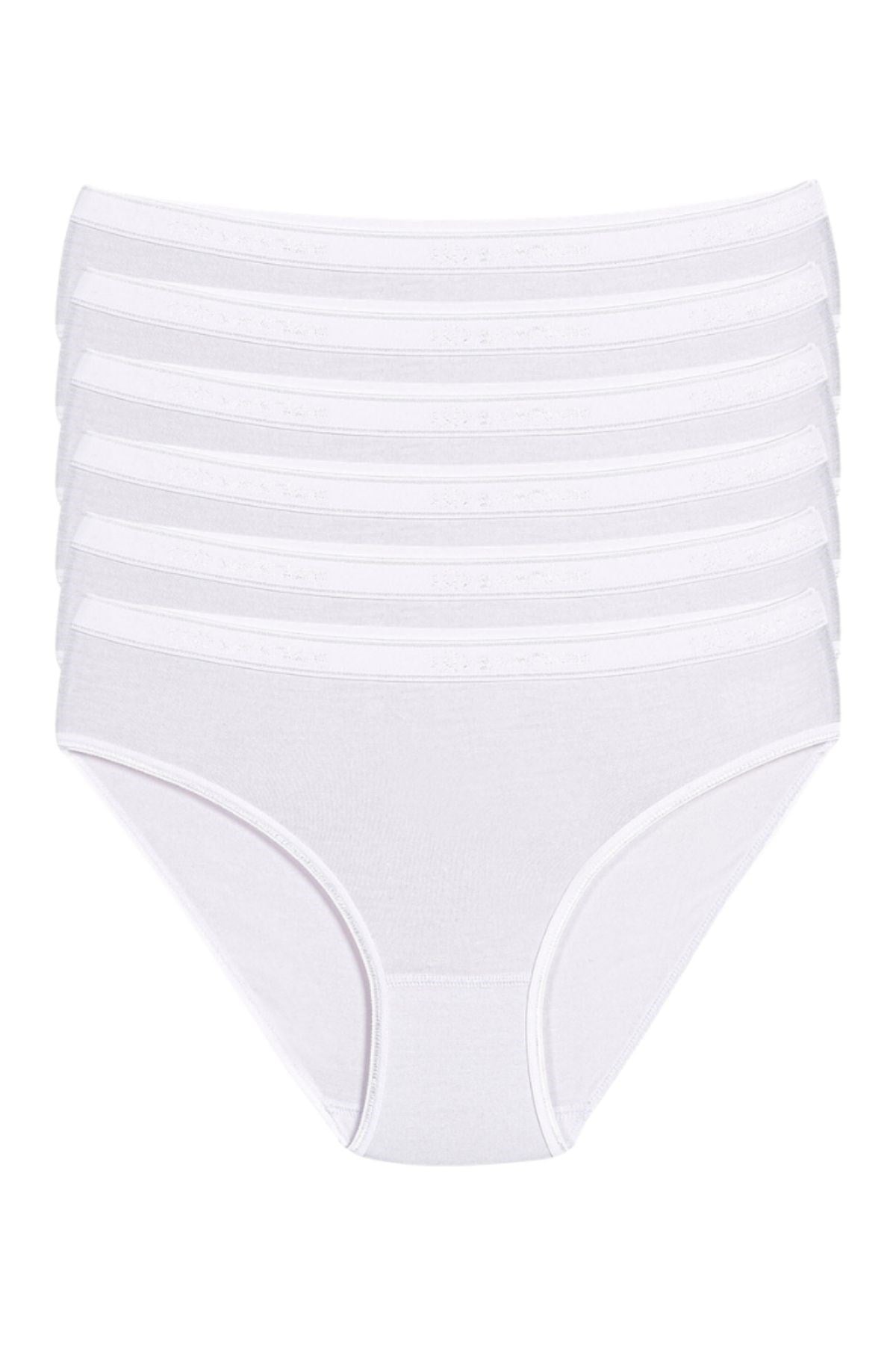 Bambu Kemerli Bikini Kadın Külot Beyaz 6'lı Paket