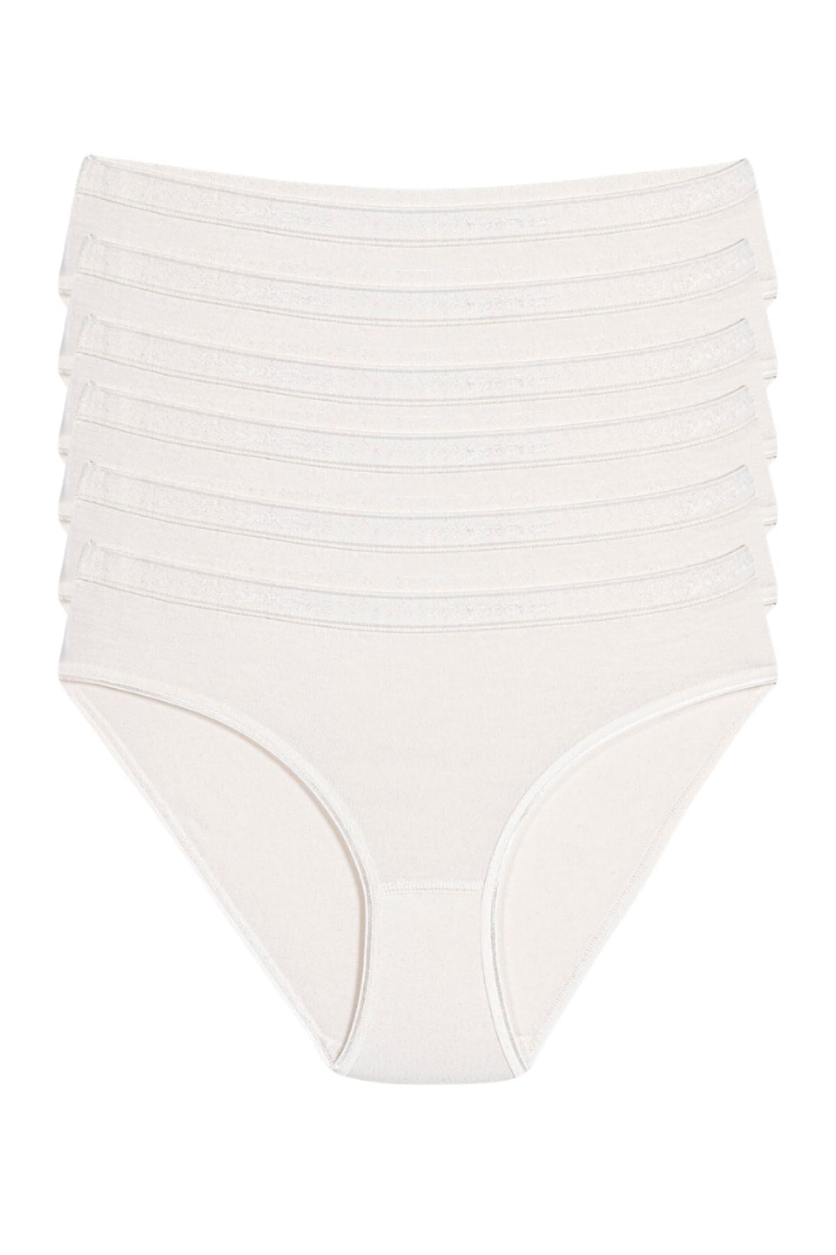 Bambu Kemerli Bikini Kadın Külot Ekru 6'lı Paket