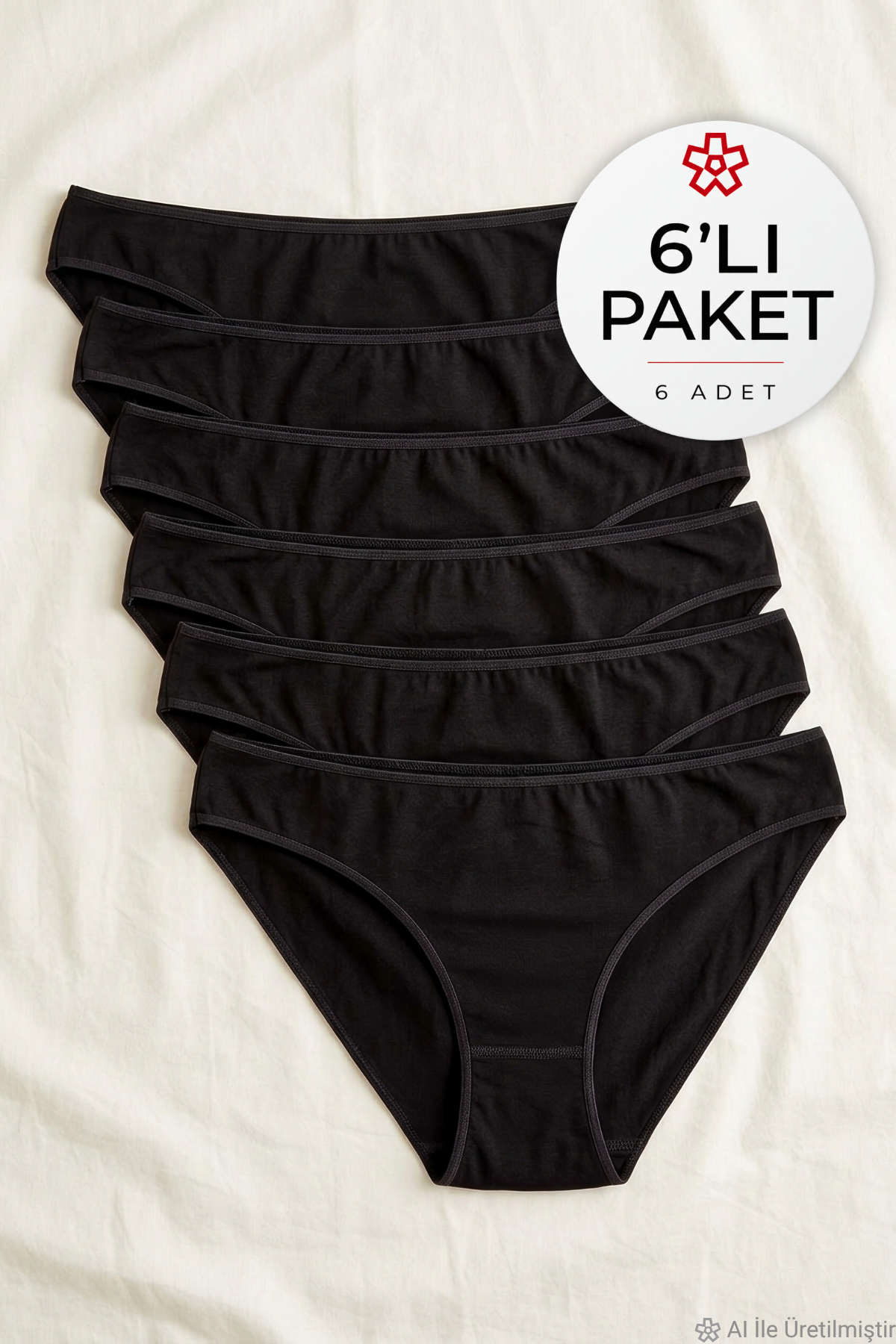 Bambu Süper İz Yapmaz Bikini Kadın Külot Siyah 6'lı Paket