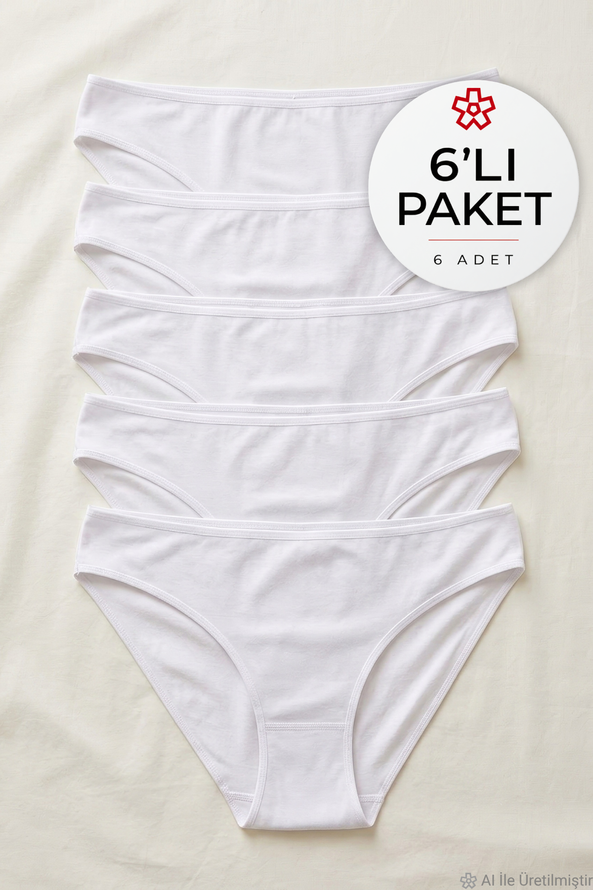 Bambu Süper İz Yapmaz Bikini Kadın Külot Beyaz 6'lı Paket