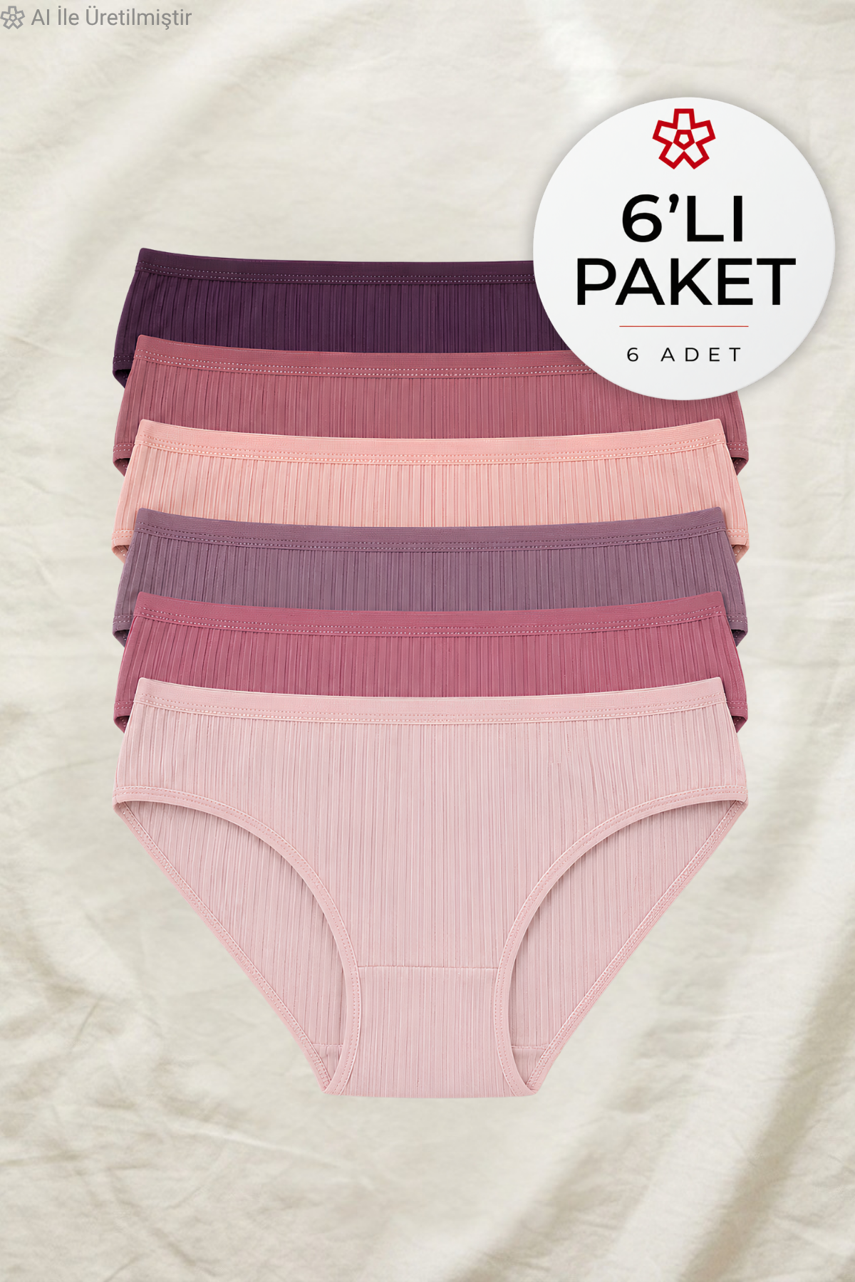 Çizgili Bambu Bikini Kadın Külot Renkli 6'lı Paket