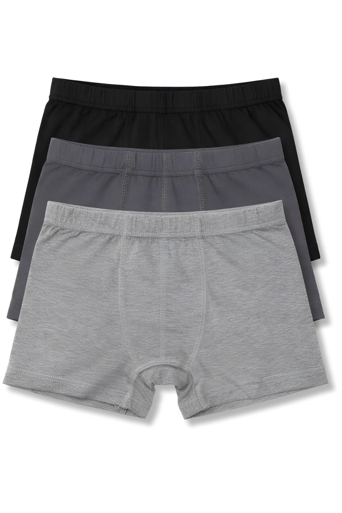 Erkek Çocuk Likralı Boxer Siyah-Füme-Gri 3'lü Paket