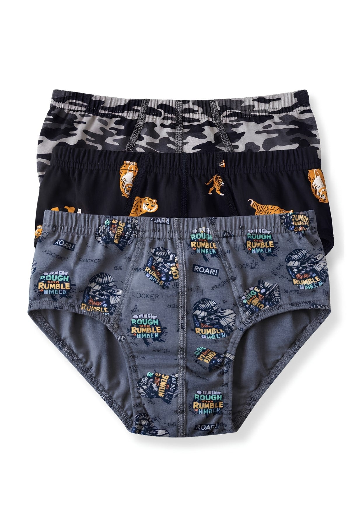 Erkek Çocuk Likralı Slip Desenli 3'lü Paket