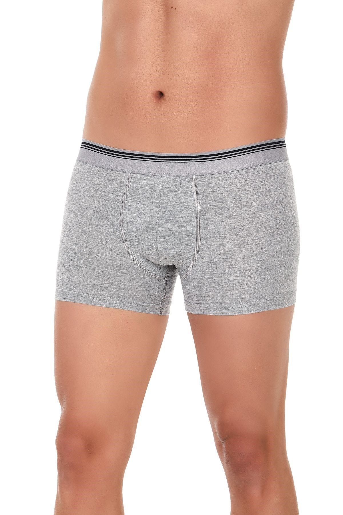 Likralı Erkek Boxer Gri 3'lü Paket