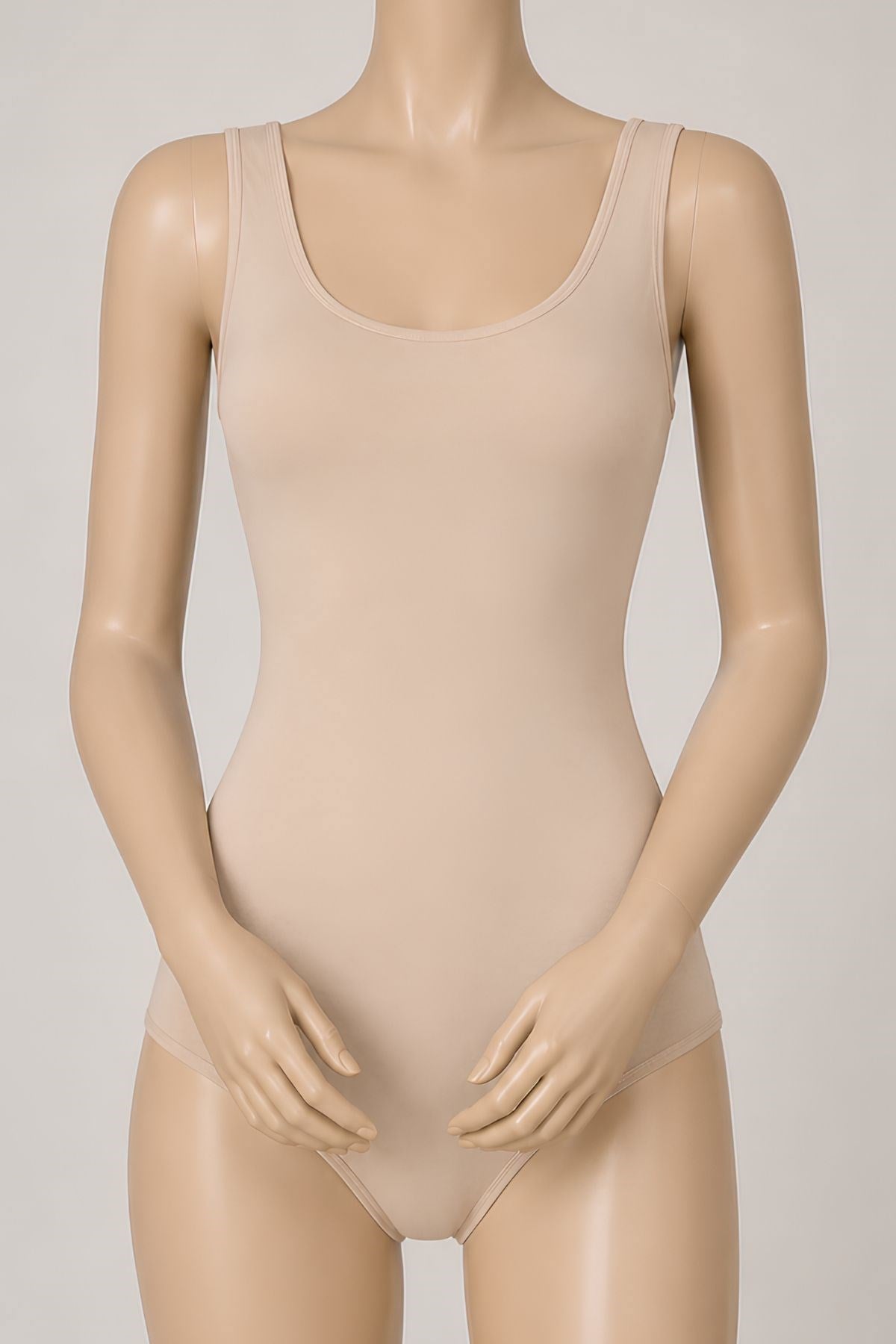 Likralı Geniş Askılı Kadın Çıtçıtlı Body Ten 3'lü Paket