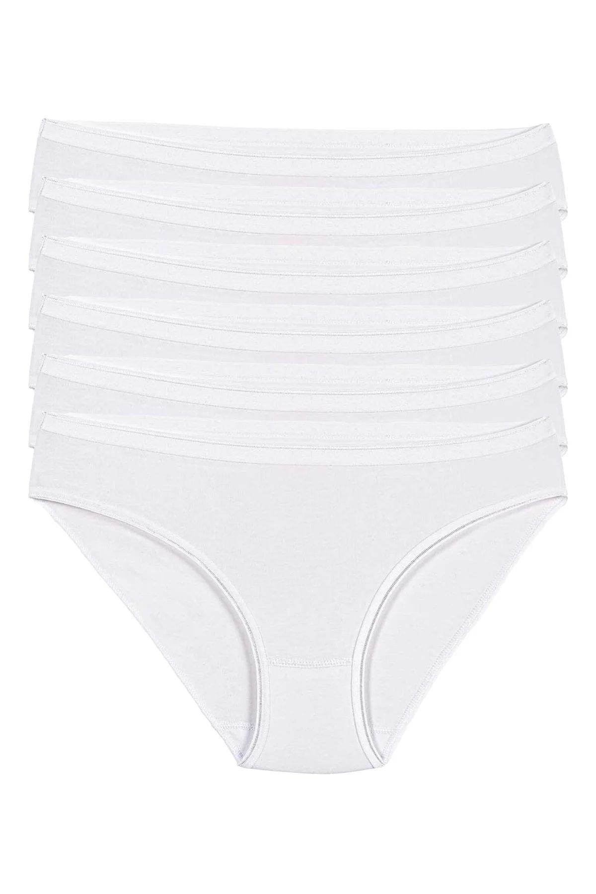 Likralı İz Yapmaz Bikini Kadın Külot Beyaz 6'lı Paket