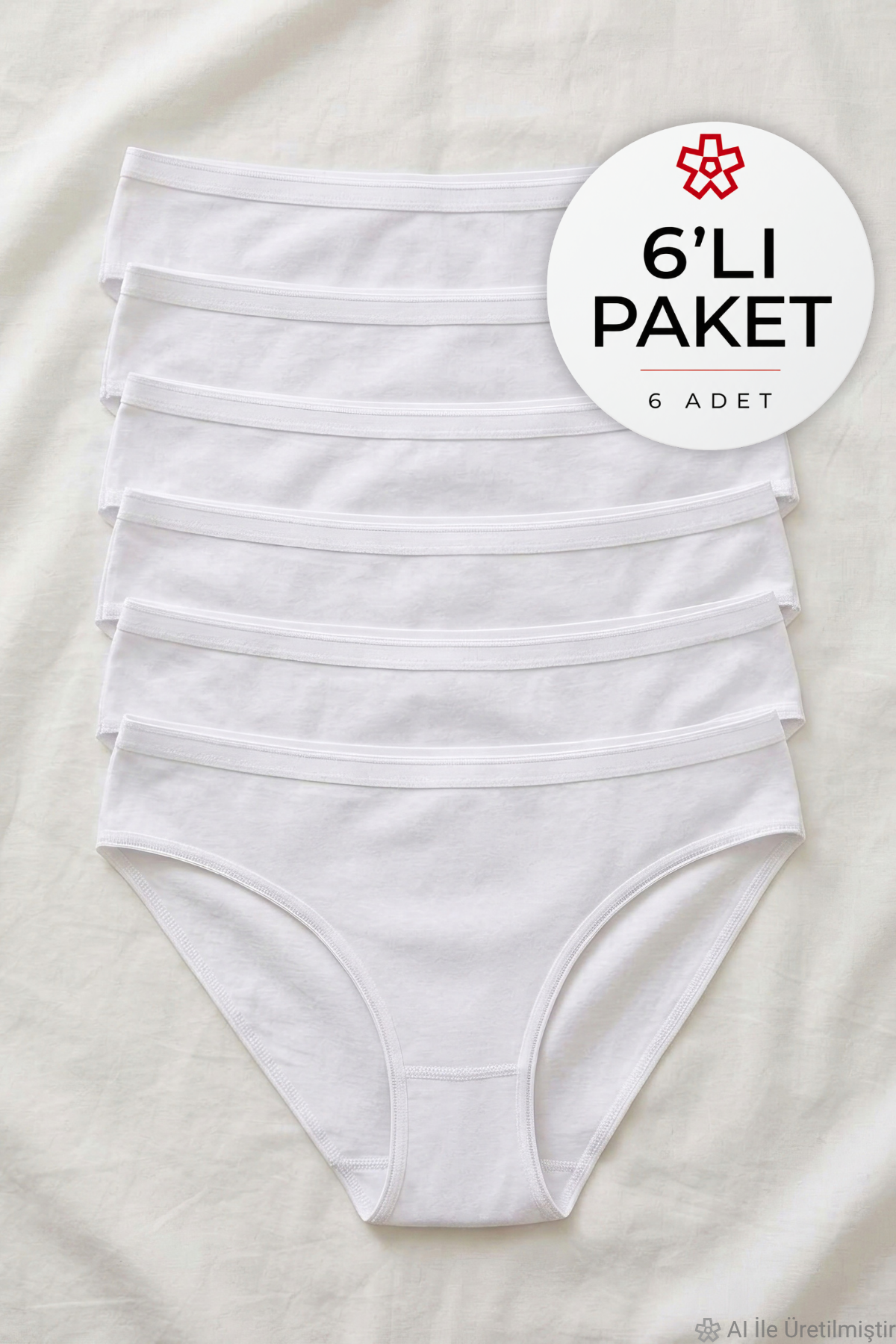 Likralı İz Yapmaz Bikini Kadın Külot Beyaz 6'lı Paket
