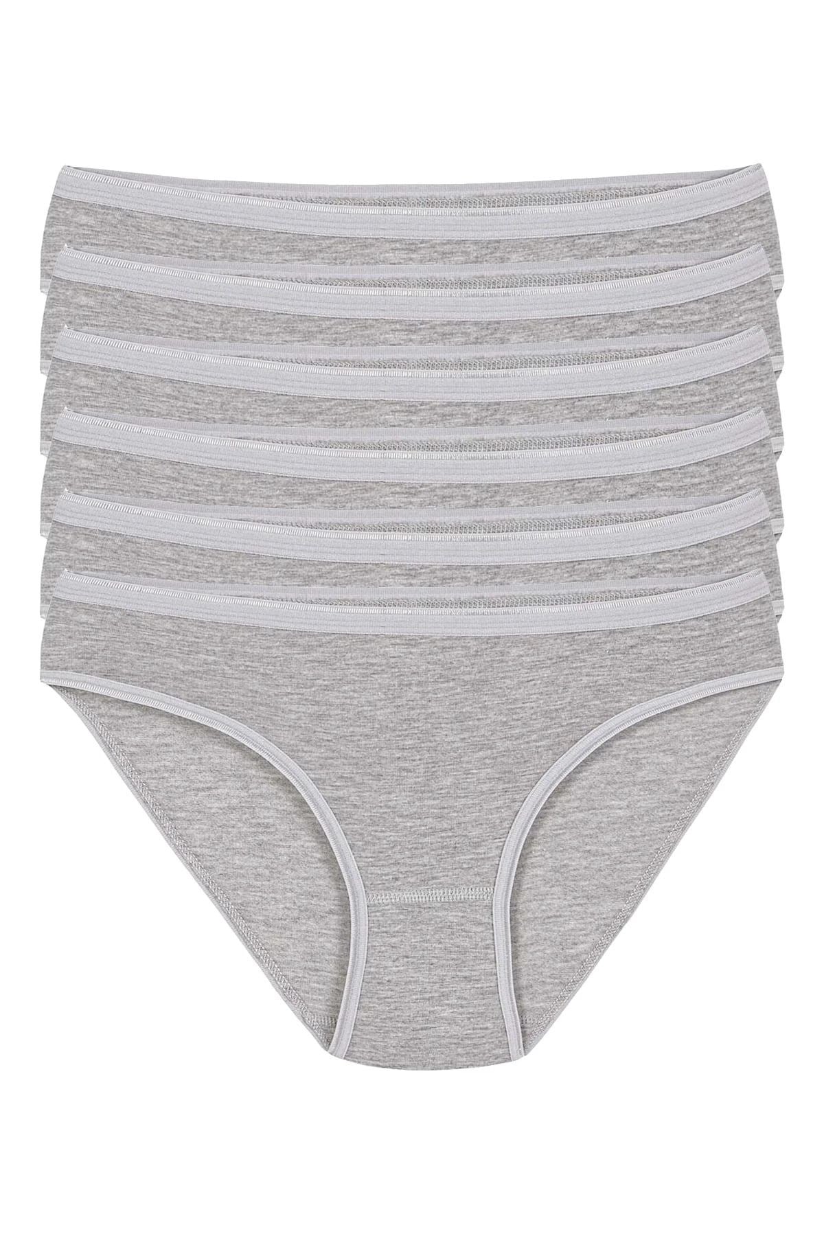 Likralı İz Yapmaz Bikini Kadın Külot Gri 6'lı Paket