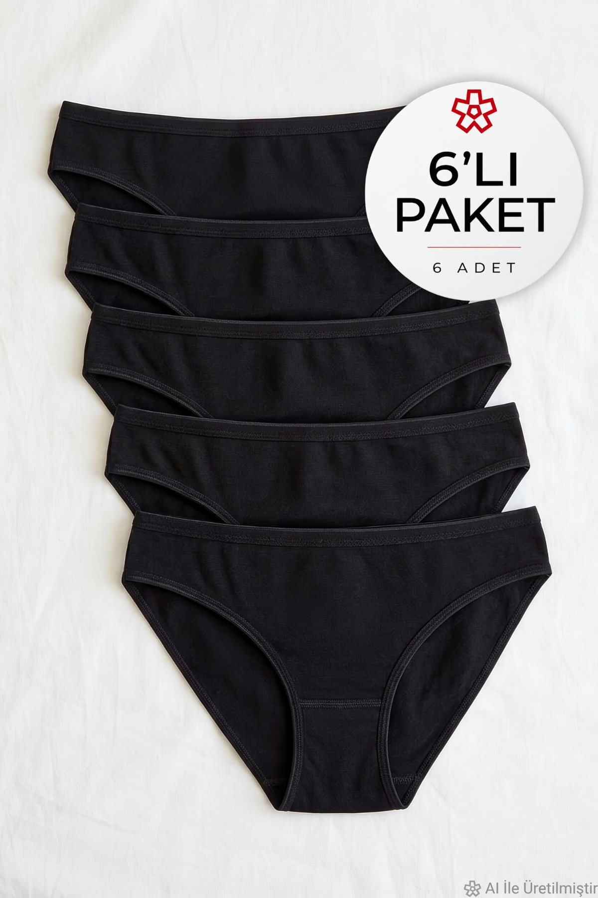 Likralı İz Yapmaz Bikini Kadın Külot Siyah 6'lı Paket