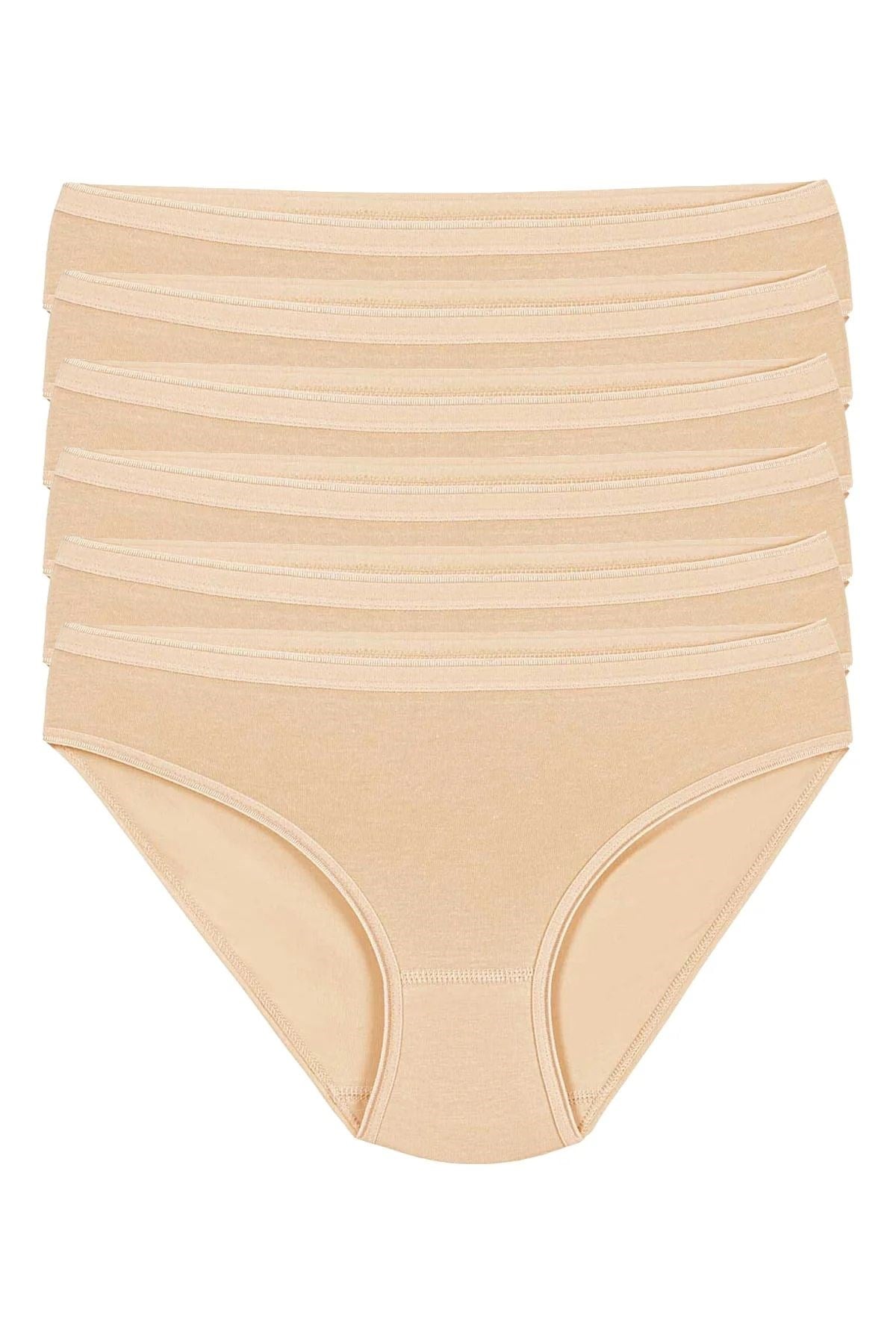 Likralı İz Yapmaz Bikini Kadın Külot Ten 6'lı Paket