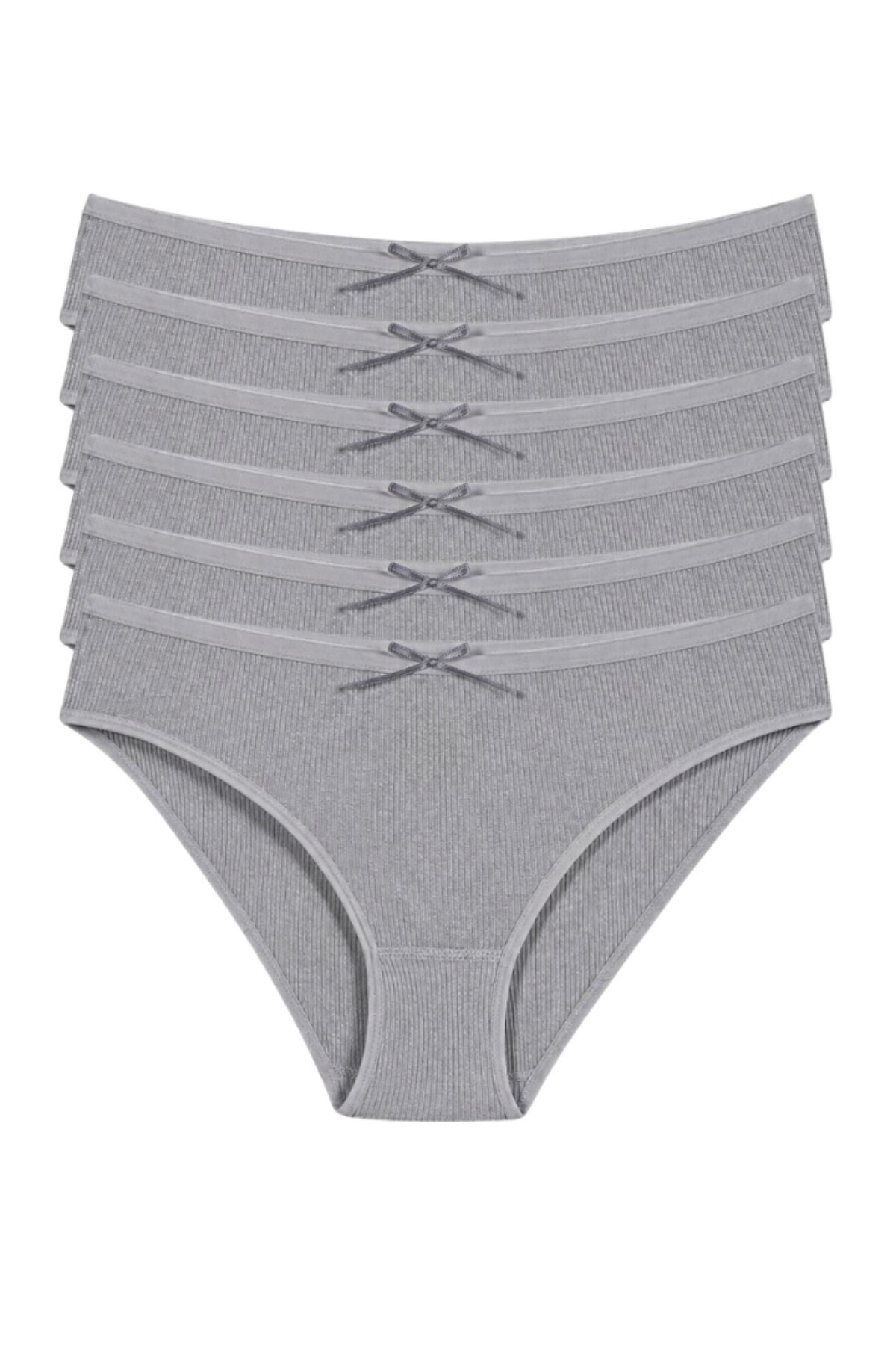 Likralı Kaşkorse Kadın Bikini Külot Gri 6'lı Paket
