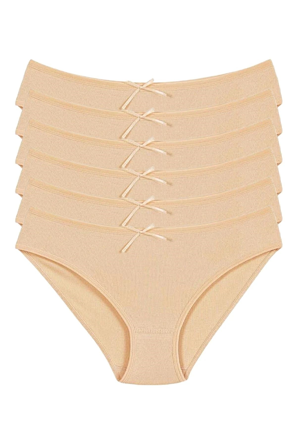 Likralı Kaşkorse Kadın Bikini Külot Ten 6'lı Paket