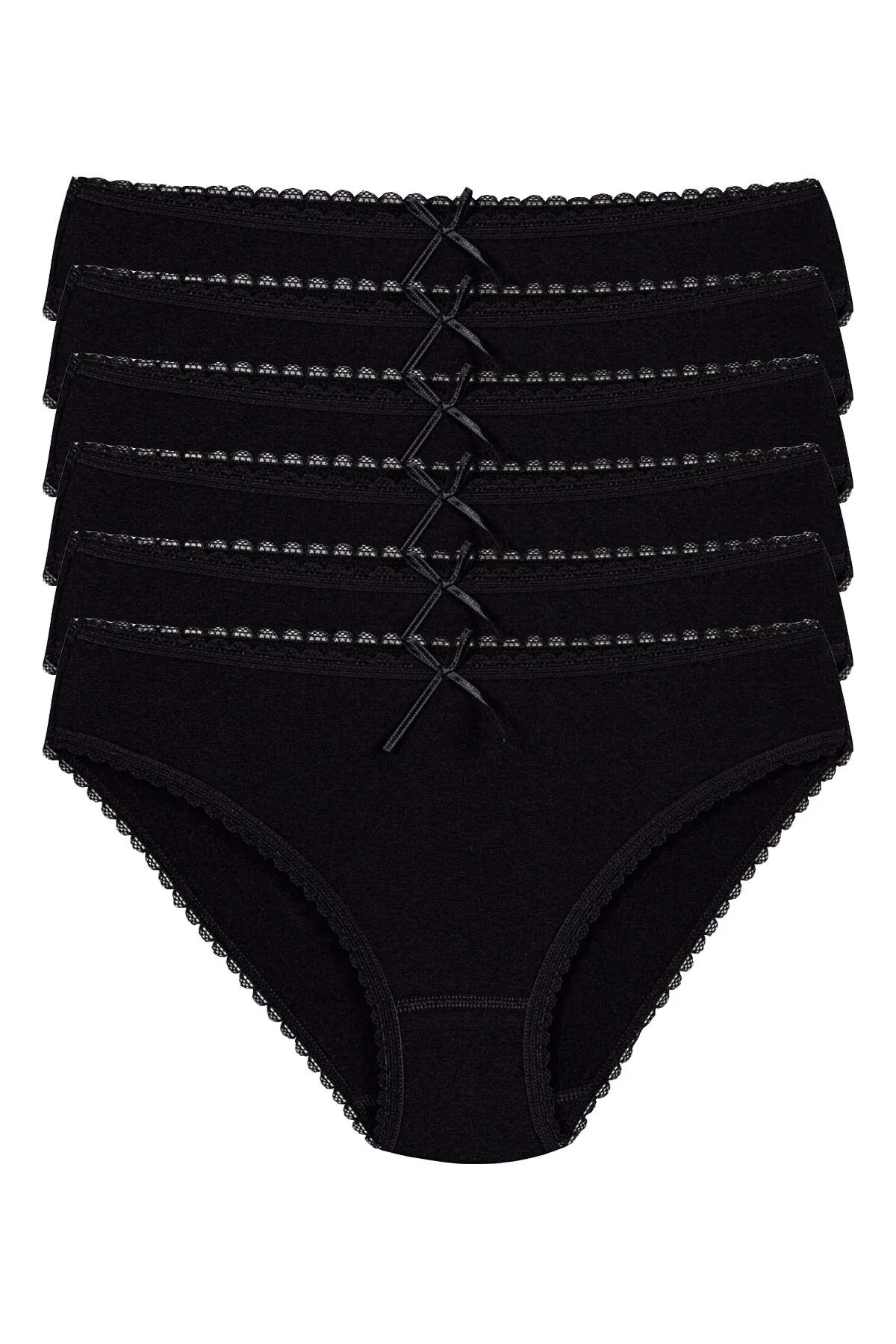 Modal Dantelli Bikini Kadın Külot Siyah 6'lı Paket