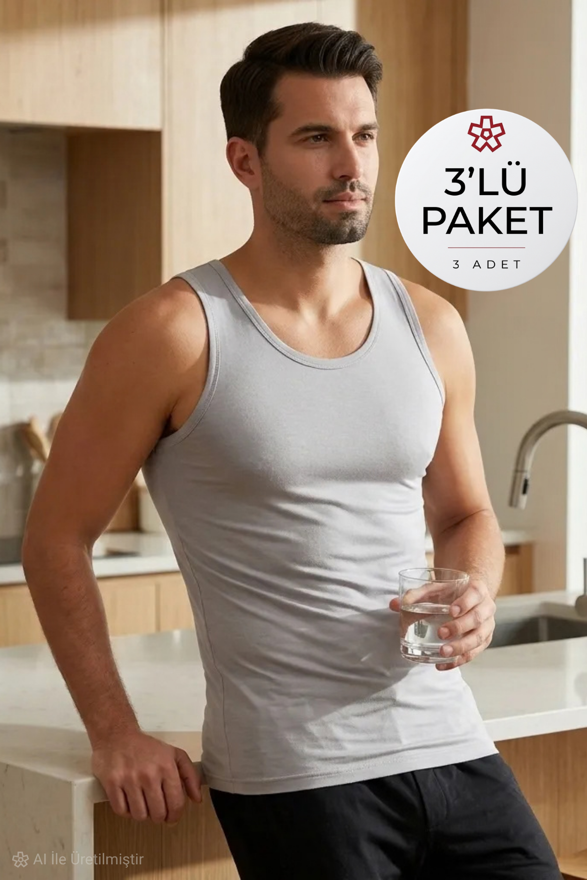Modal Erkek Atlet Gri 3'lü Paket