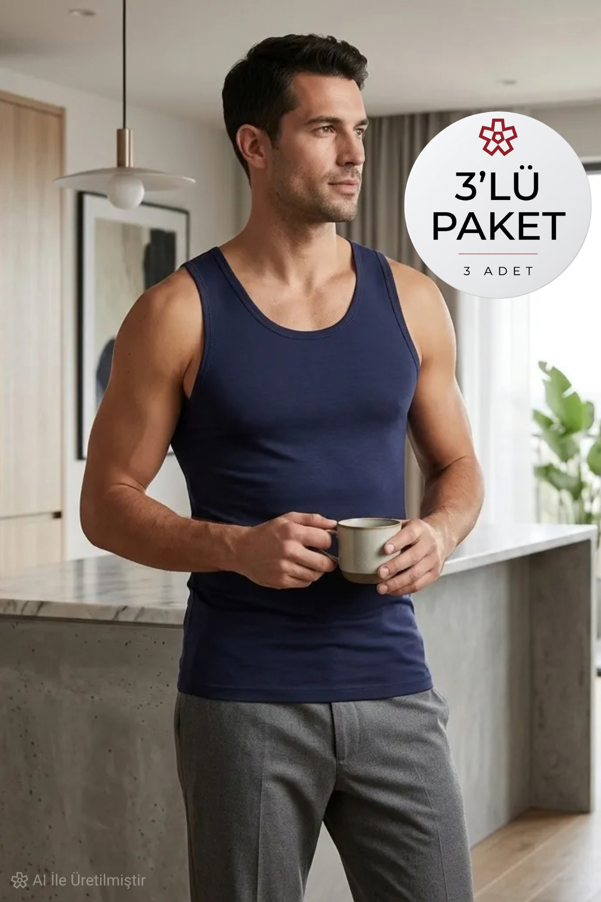 Modal Erkek Atlet Lacivert 3'lü Paket