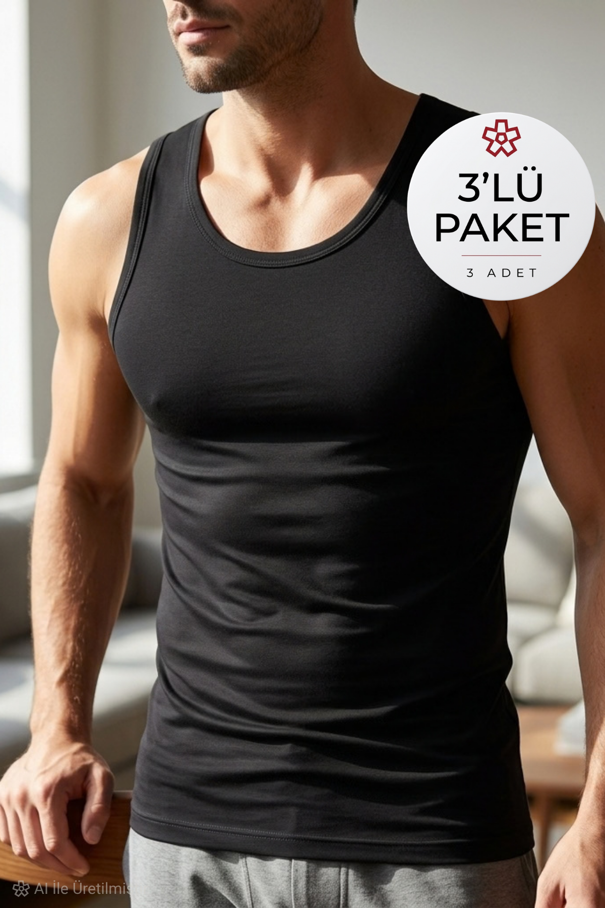 Modal Erkek Atlet Siyah 3'lü Paket