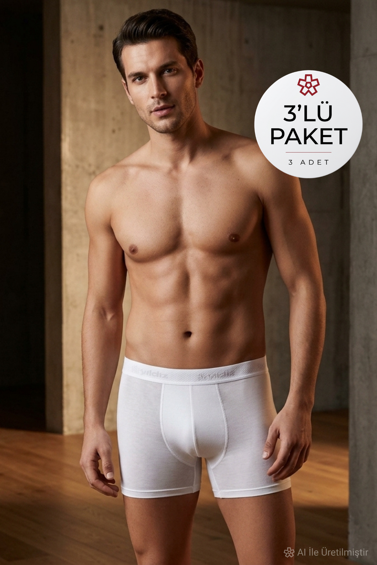 Modal Erkek Boxer Beyaz 3'lü Paket