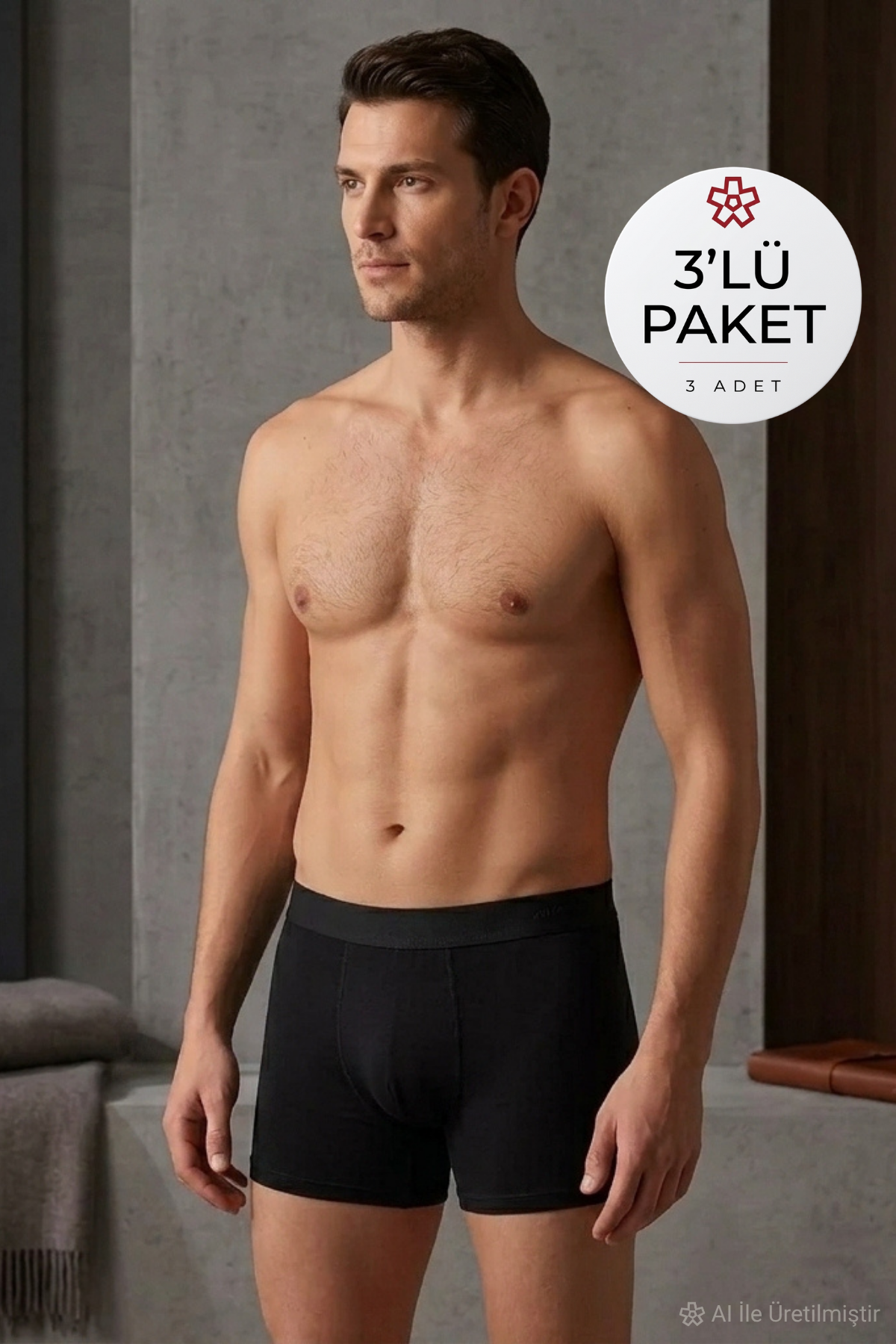 Modal Erkek Boxer Siyah 3'lü Paket