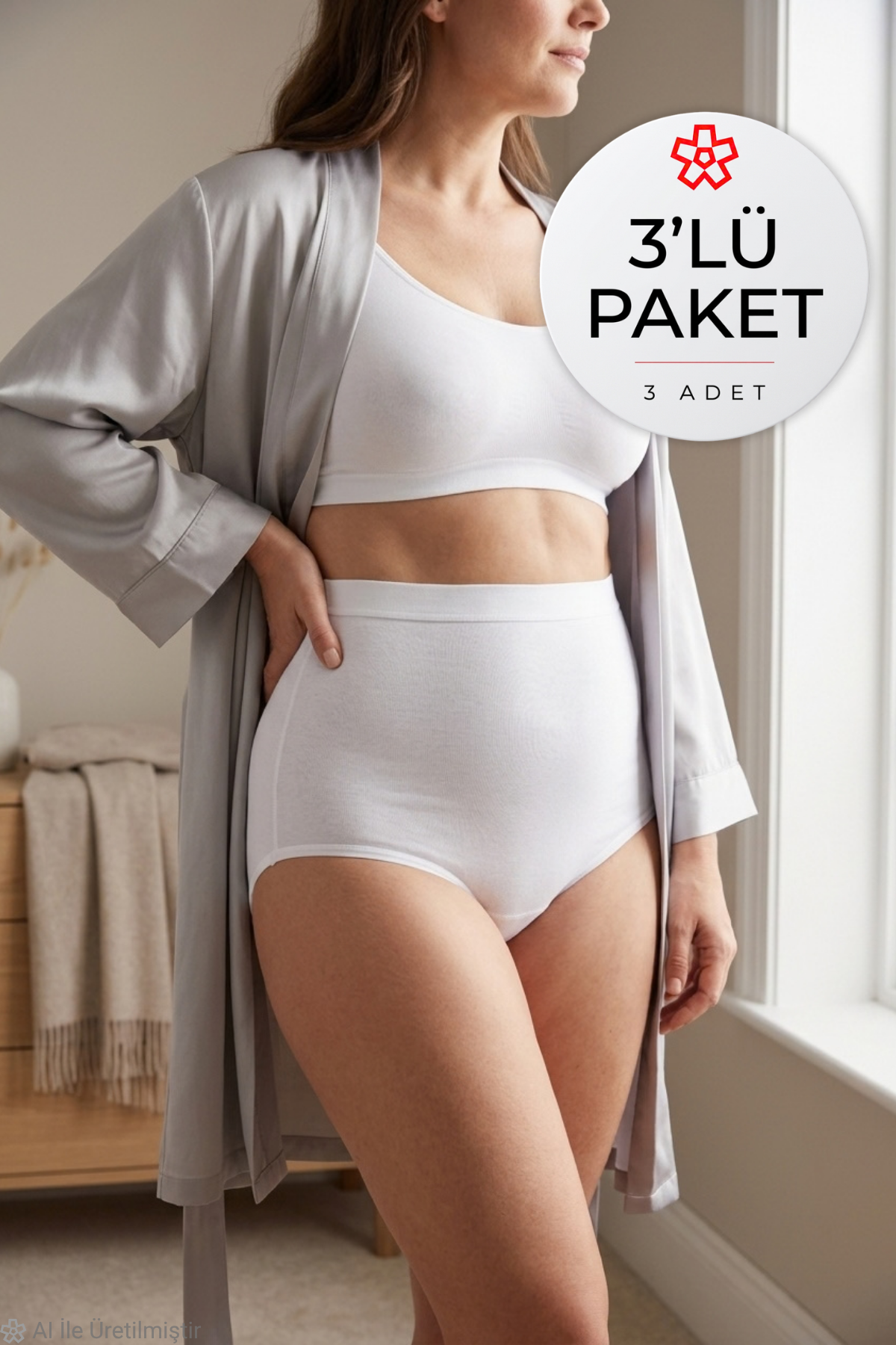 Modal Toparlayıcı Kadın Külot Beyaz 3'lü Paket