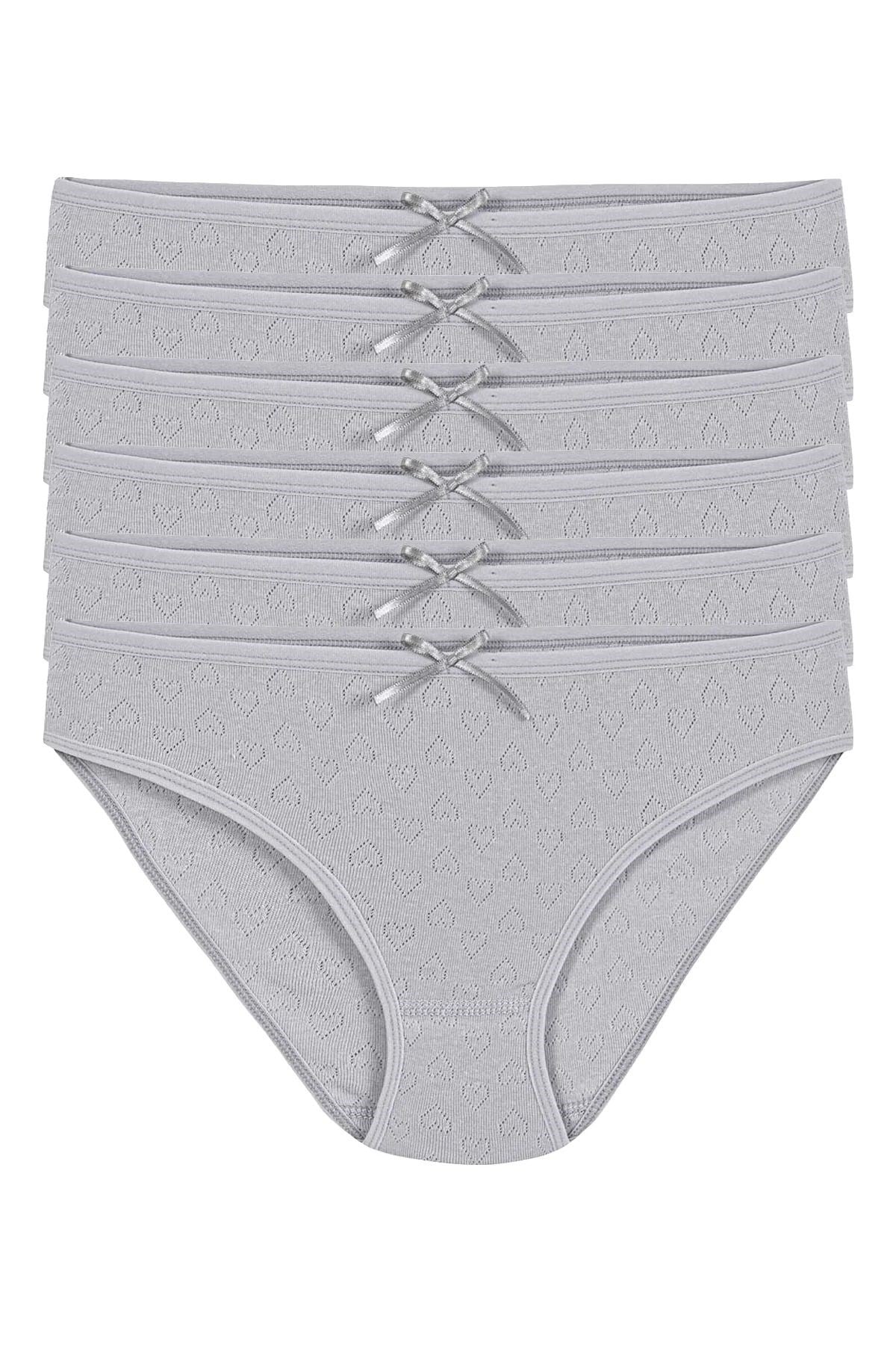 Ribana Kalpli Kadın Bikini Külot Gri %100 Pamuk 6'lı Paket