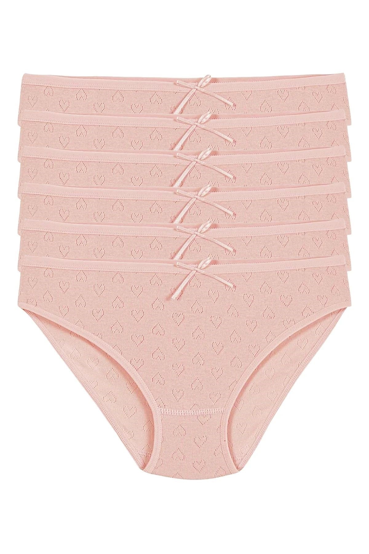 Ribana Kalpli Kadın Bikini Külot Pudra %100 Pamuk 6'lı Paket