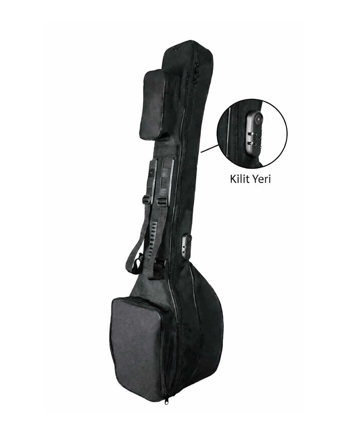 Kısa Sap 40 cm Su Geçirmez Kilitli Bağlama Kılıfı - Kalın Pedli,Gig Bag,Profesyonel