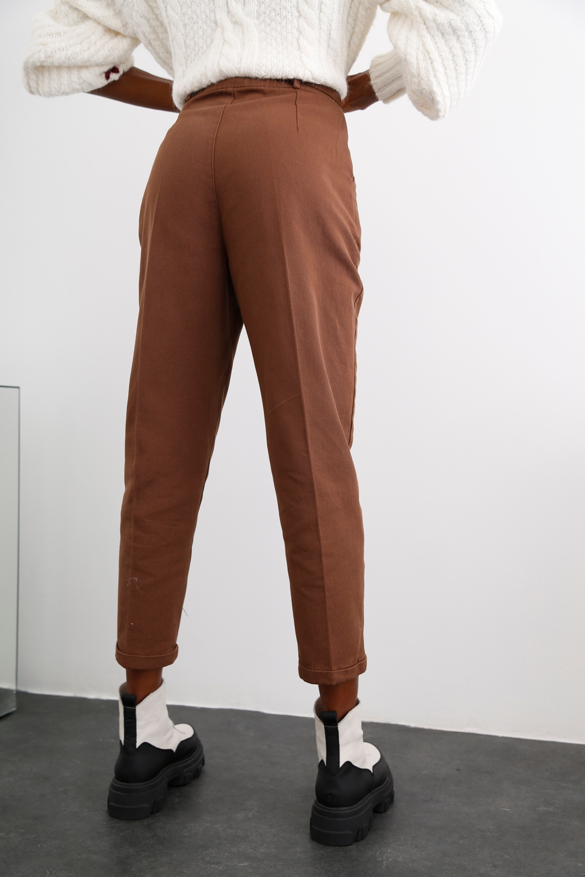 Acı Kahve Duble Paça Kemerli Pantolon 50479