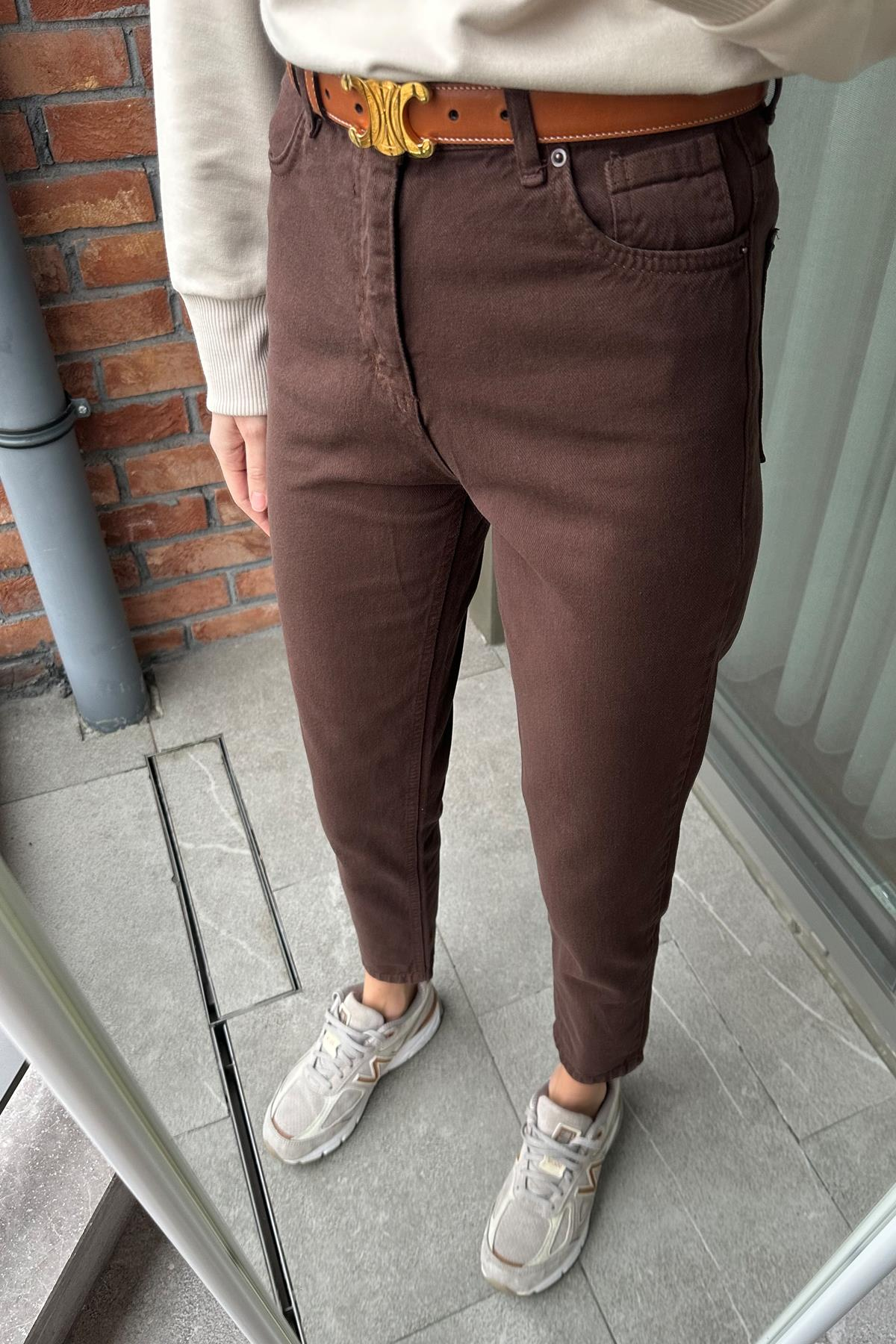Acı Kahve Ultra Yüksek Bel Motto Mom Jean 