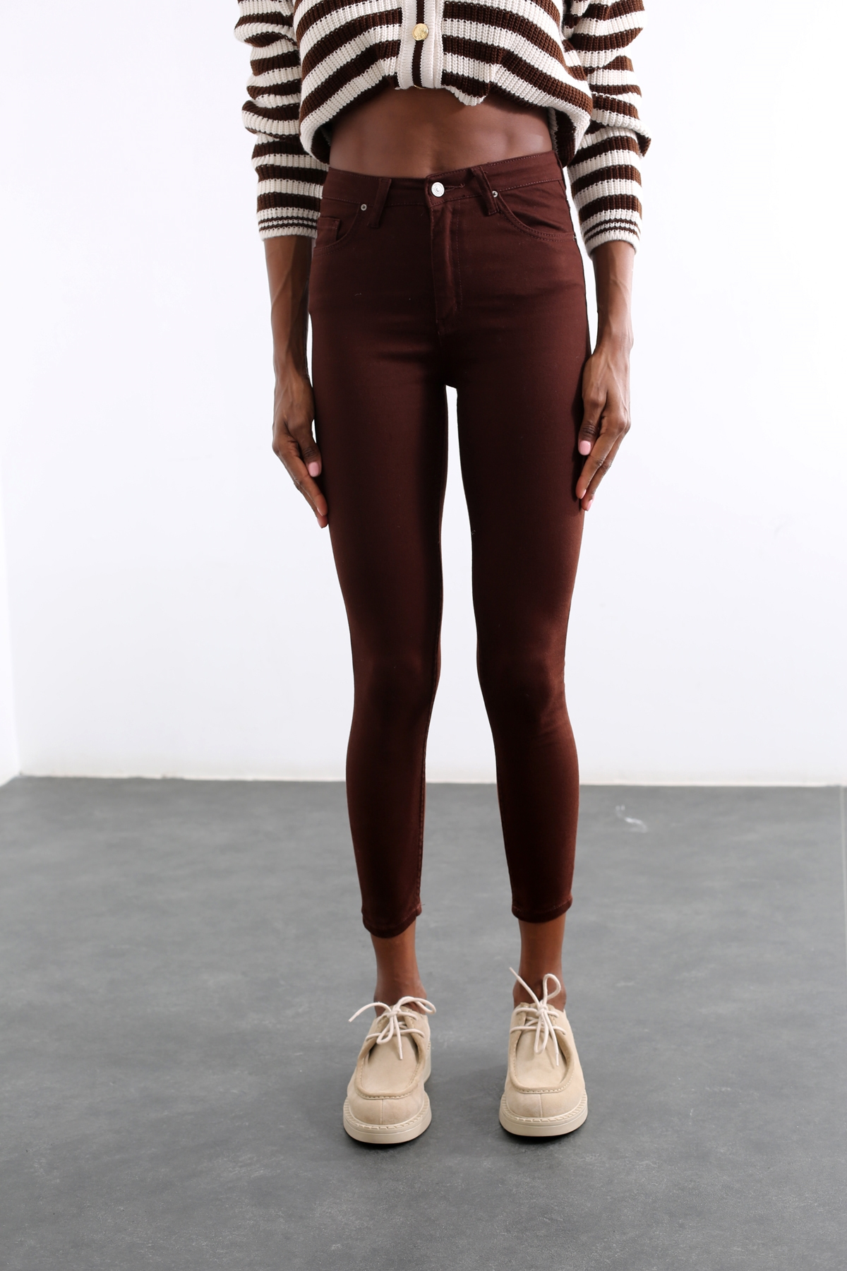 Acı Kahve Yüksek Bel Skinny Jean 2004