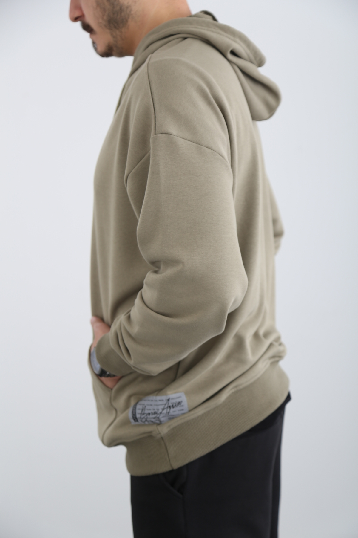 Açık Haki Erkek Kanguru Cep Sweatshirt M3209