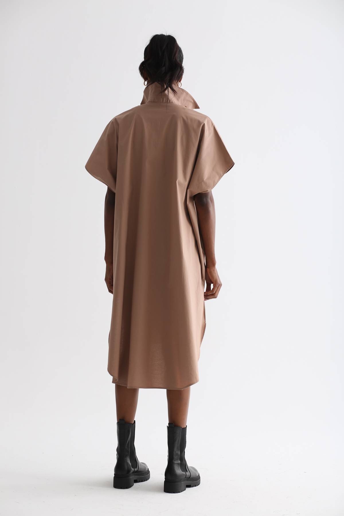 Açık Kahve Oversize Gömlek Elbise 2172