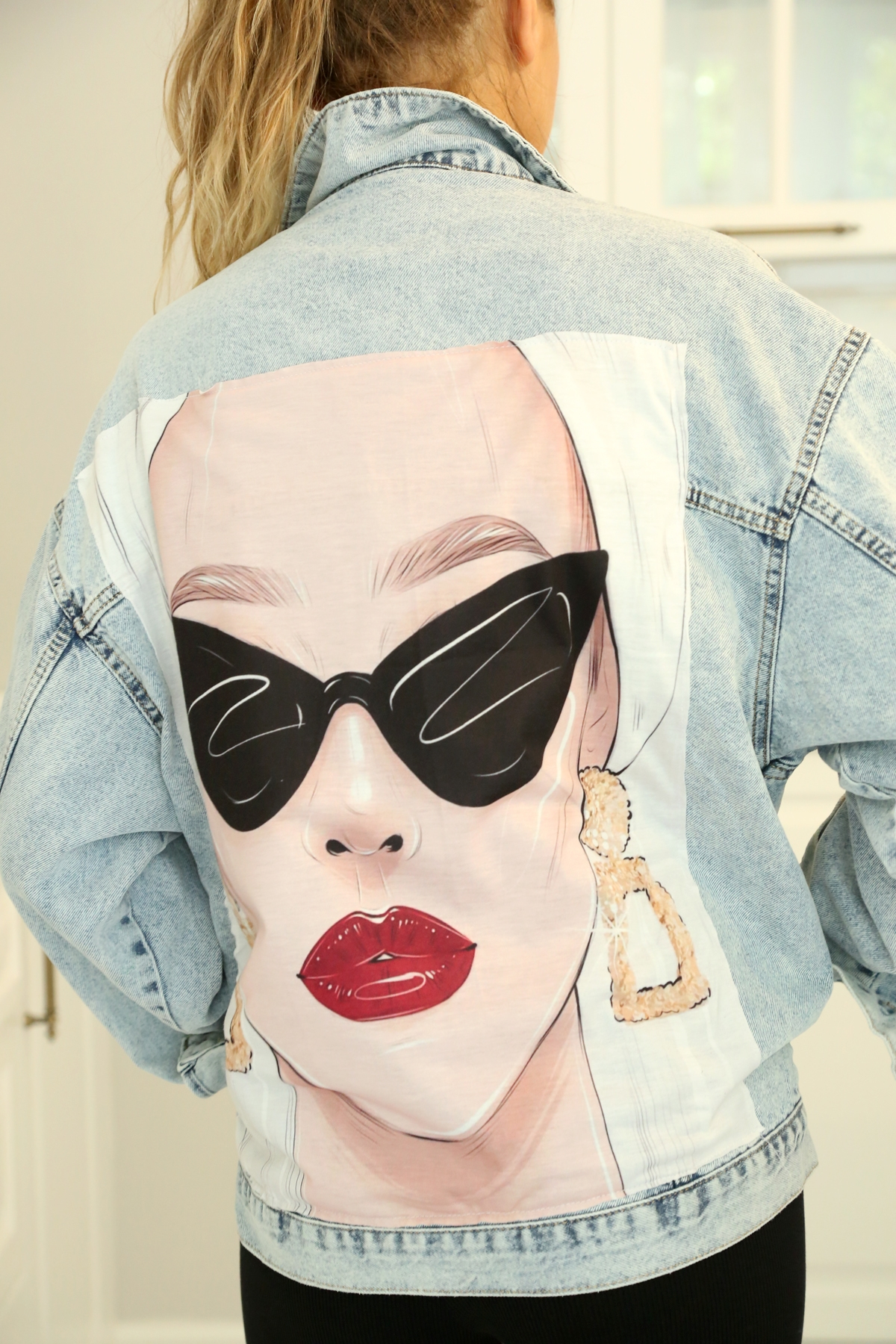 Açık Mavi Cool Girl Baskılı Ceket 