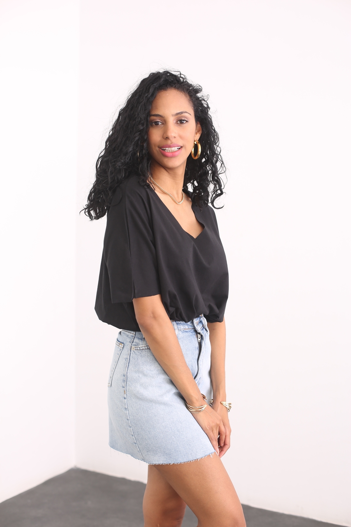 Açık Mavi Mini Jean Etek 2556