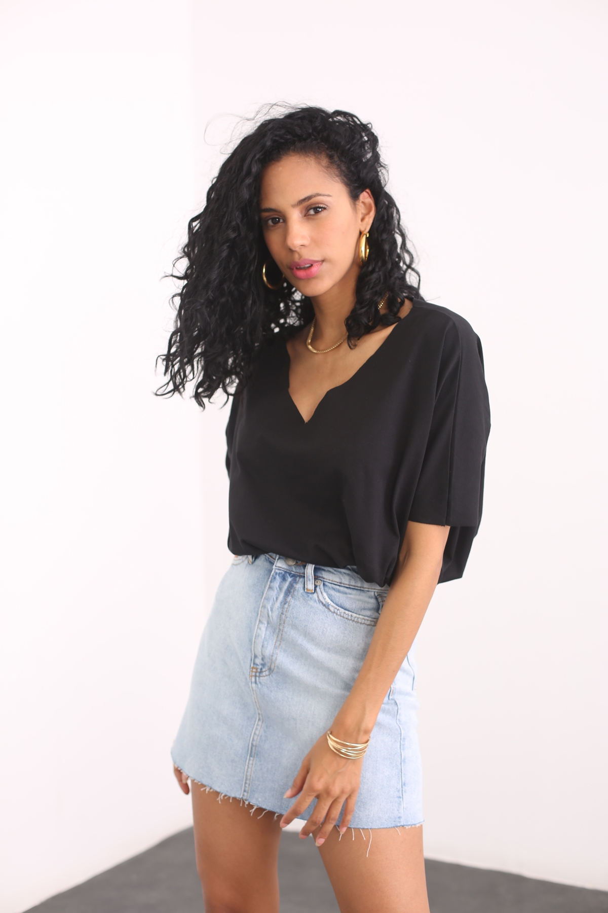 Açık Mavi Mini Jean Etek 2556