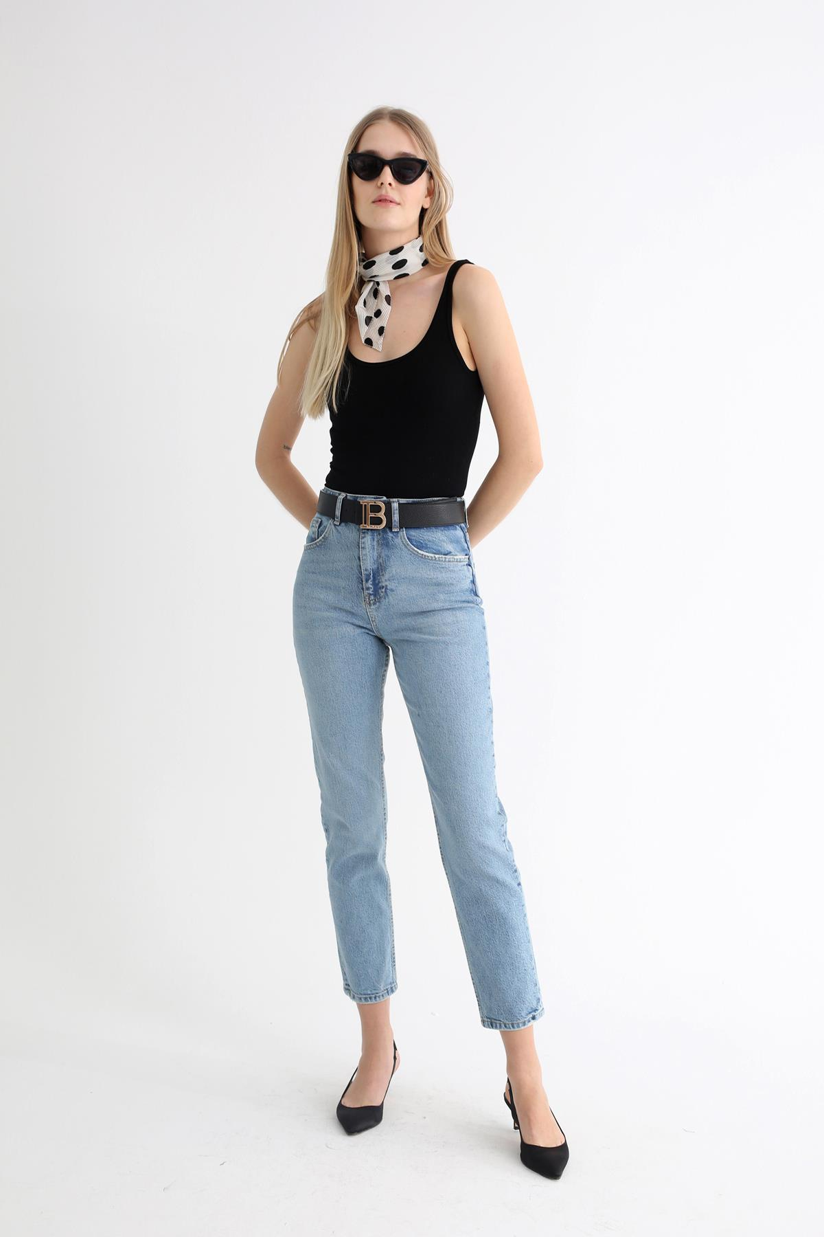 Açık Mavi Ultra Yüksek Bel Mom Jean 