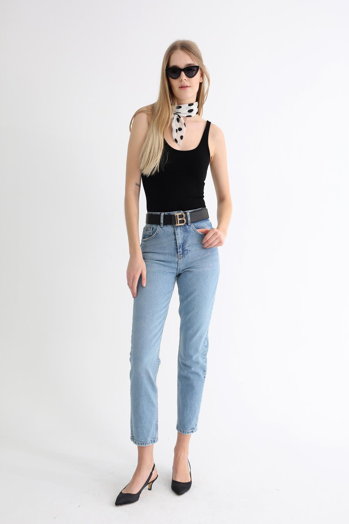 Açık Mavi Ultra Yüksek Bel Mom Jean 