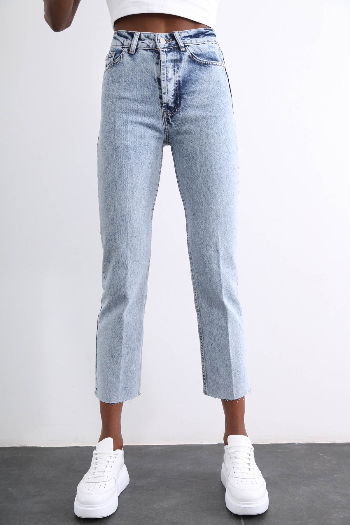 Açık Mavi Yüksek Bel Boyfit Jean MGZ224
