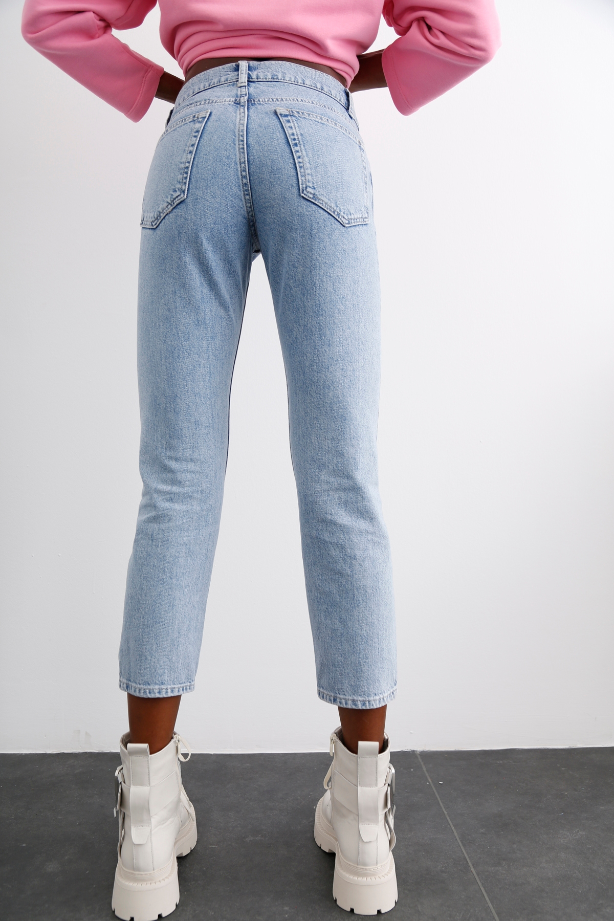 Açık Mavi Yüksek Bel Boyfriend Jean 